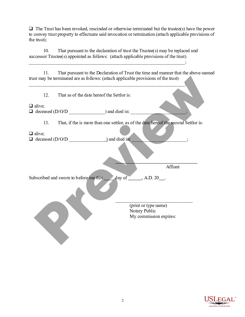 Rhode Island Affidavit of Trust | US Legal Forms