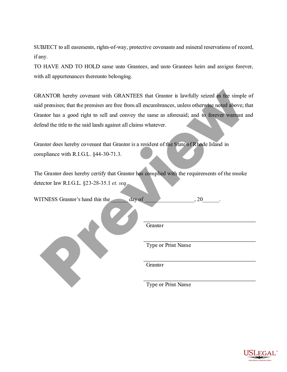 page 3 Warranty Deed for Parents to Child with Reservation of Life Estate preview