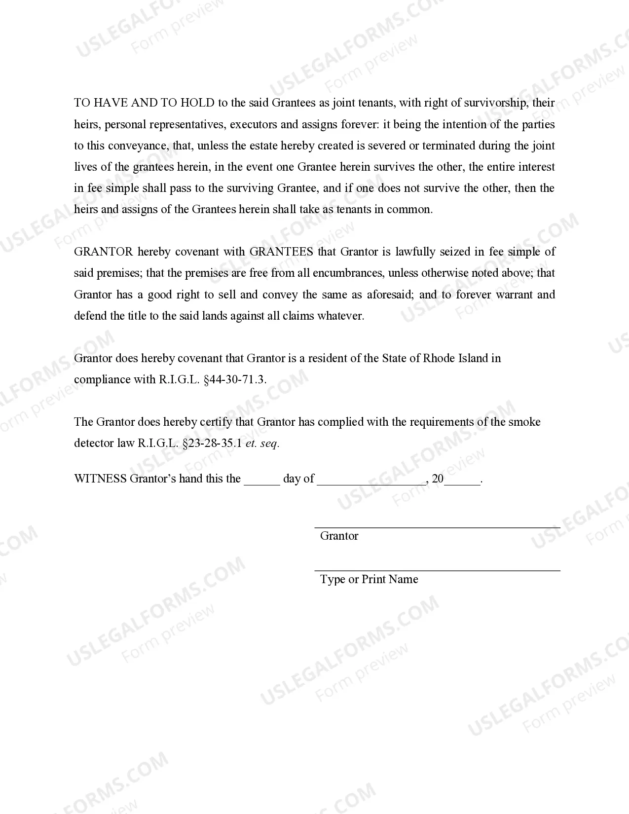 Preview Warranty Deed to Separate Property of One Spouse to Both Spouses as Joint Tenants