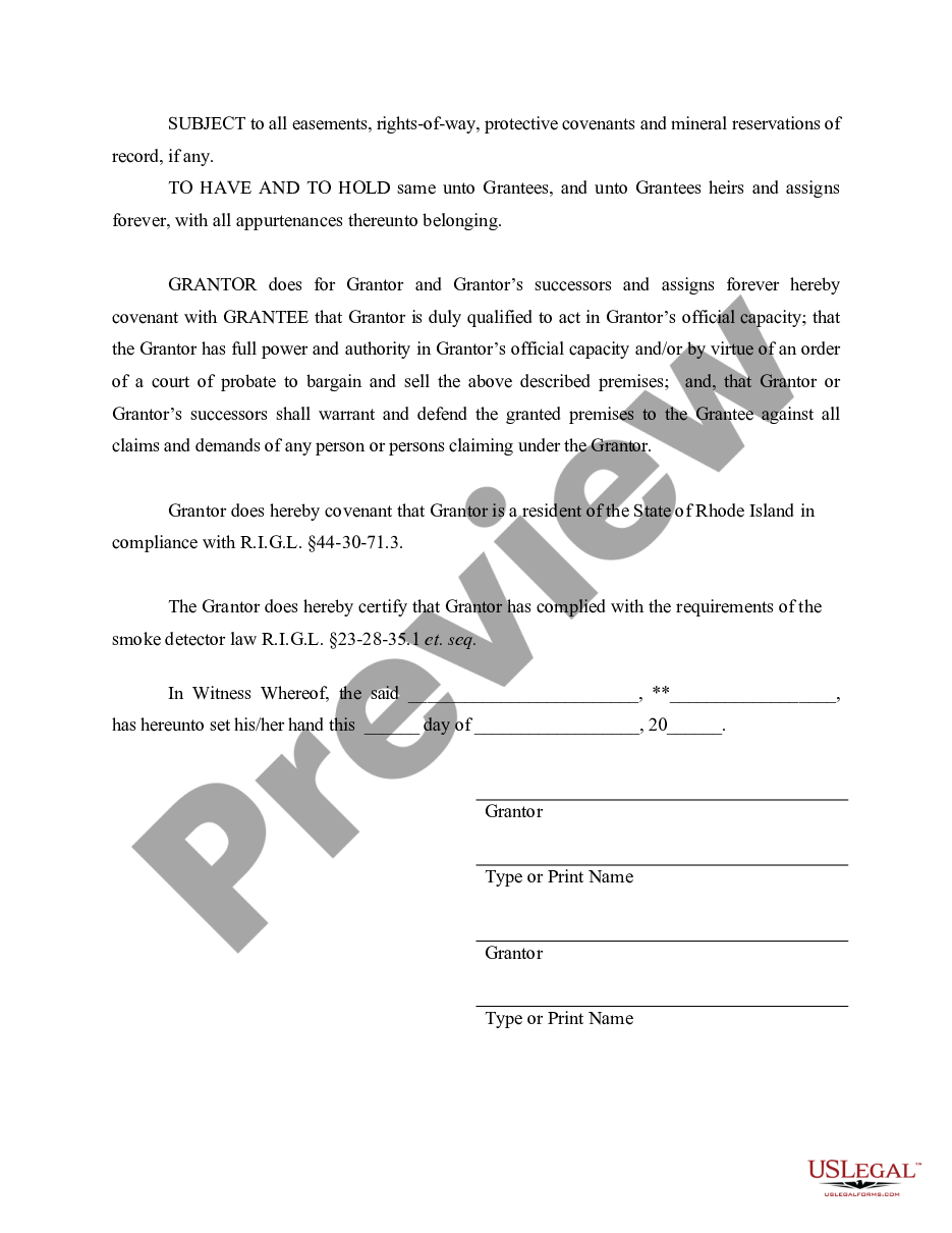 page 4 Fiduciary Deed for use by Executors, Trustees, Trustors, Administrators and other Fiduciaries preview