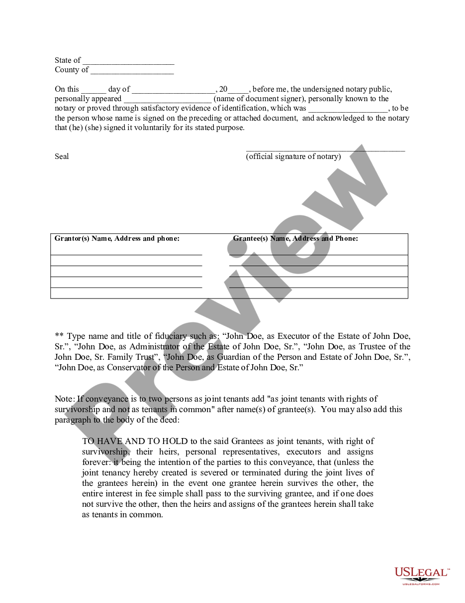 page 5 Fiduciary Deed for use by Executors, Trustees, Trustors, Administrators and other Fiduciaries preview