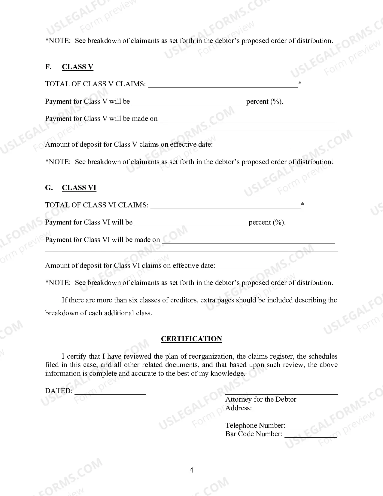 Preview Chapter 11 Confirmation Worksheet and Certification