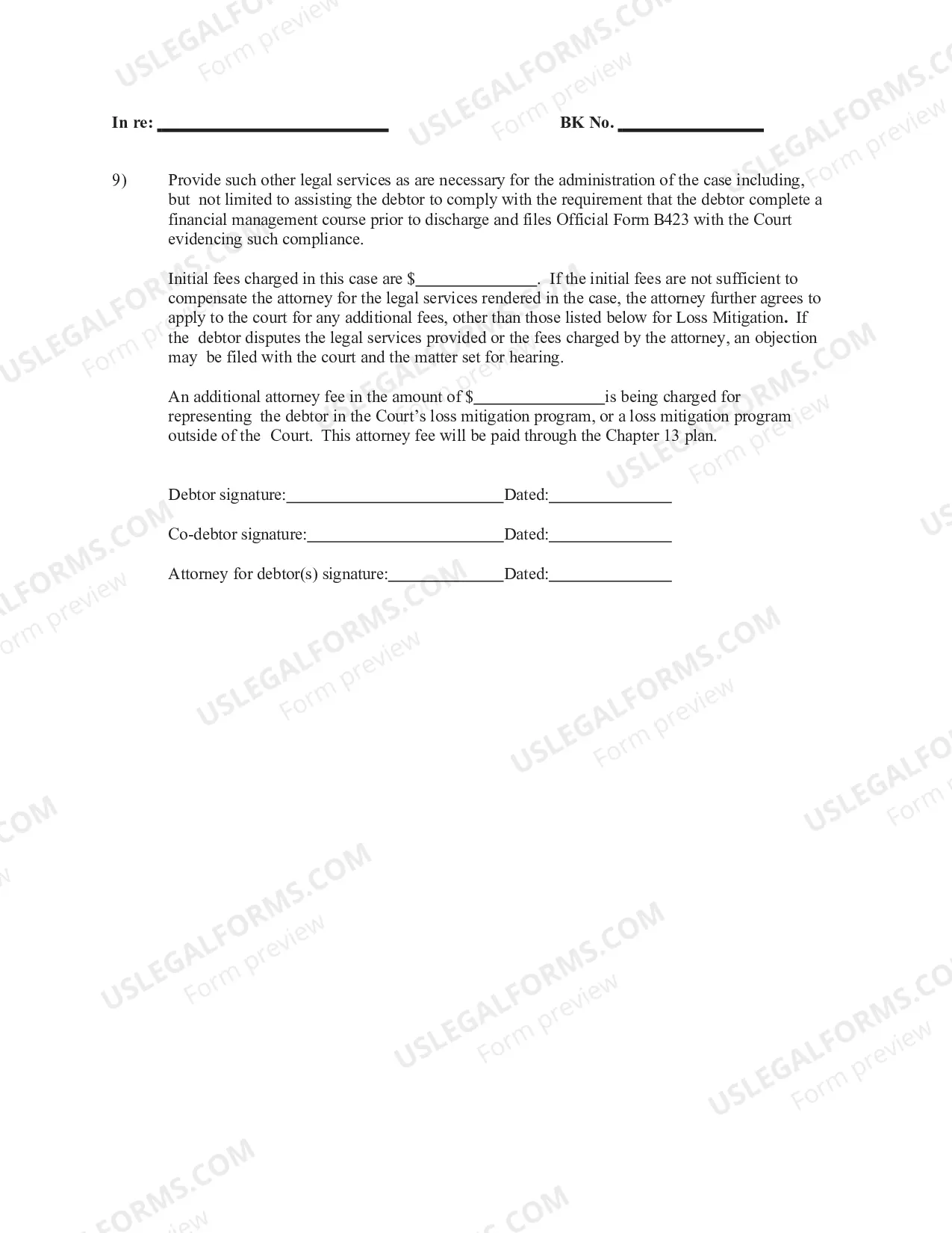 Preview Chapter 13 Agreement Between Debtor and Counsel