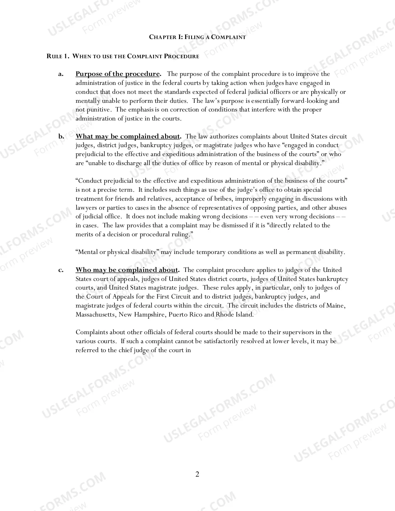 Preview Complaint of Judicial Misconduct Or Disability