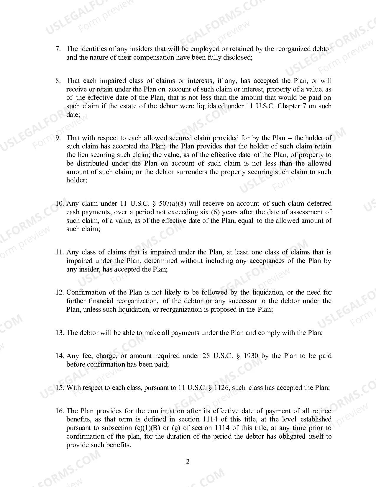Preview Order Confirming Chapter 11 Plan
