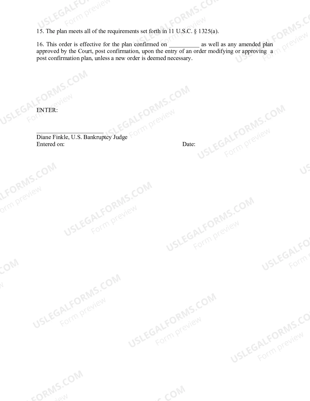 Preview Order Confirming Chapter 13 Plan