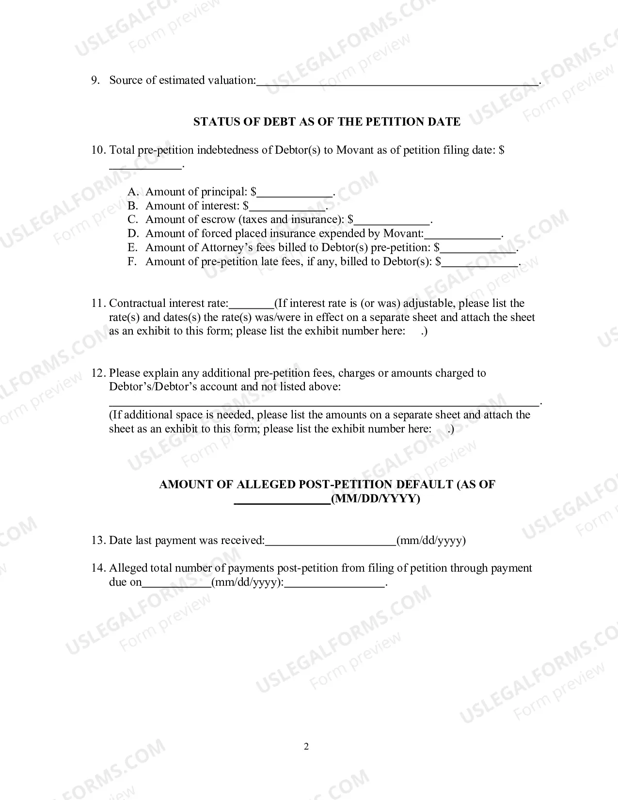 Preview Relief From Stay Worksheet