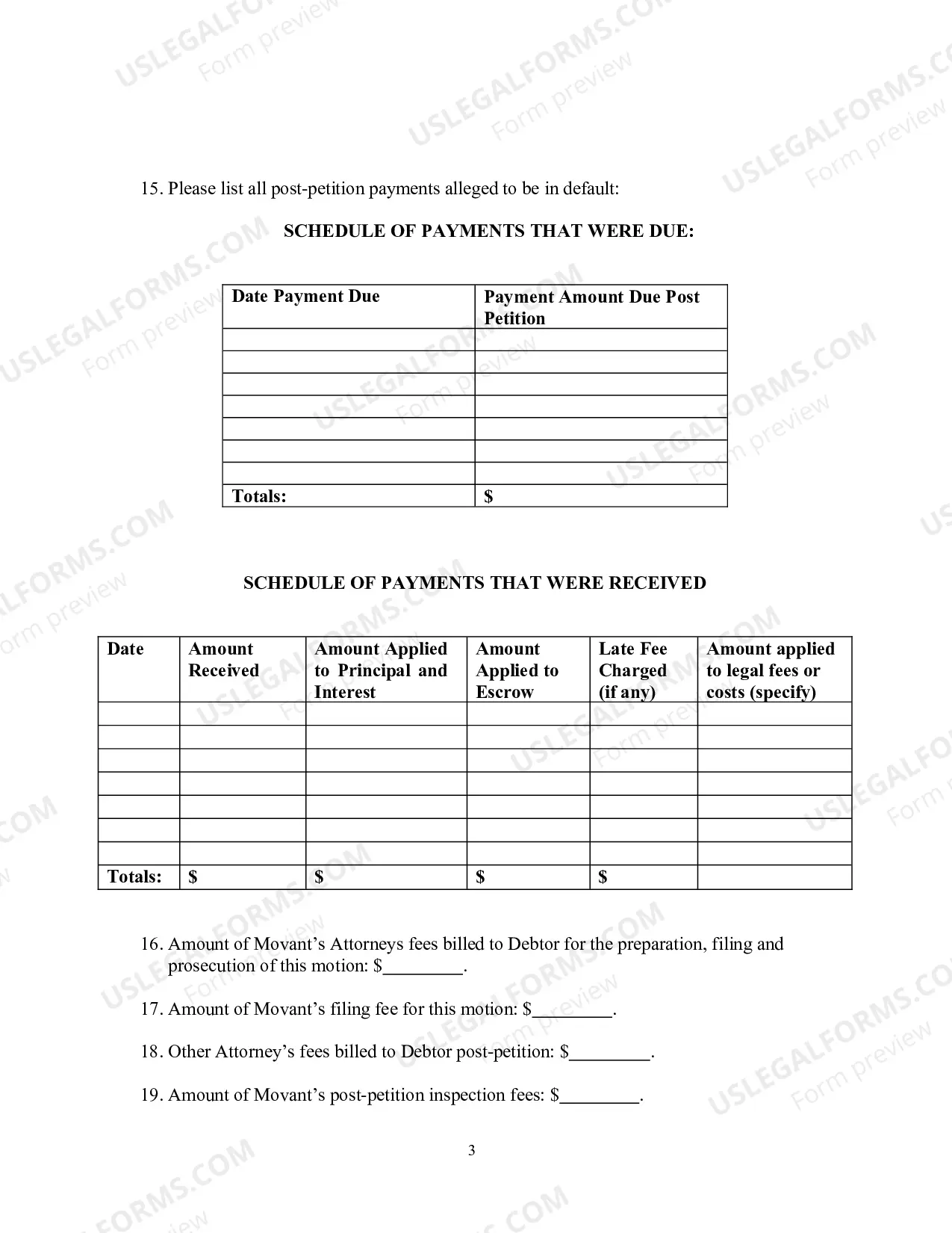 Preview Relief From Stay Worksheet
