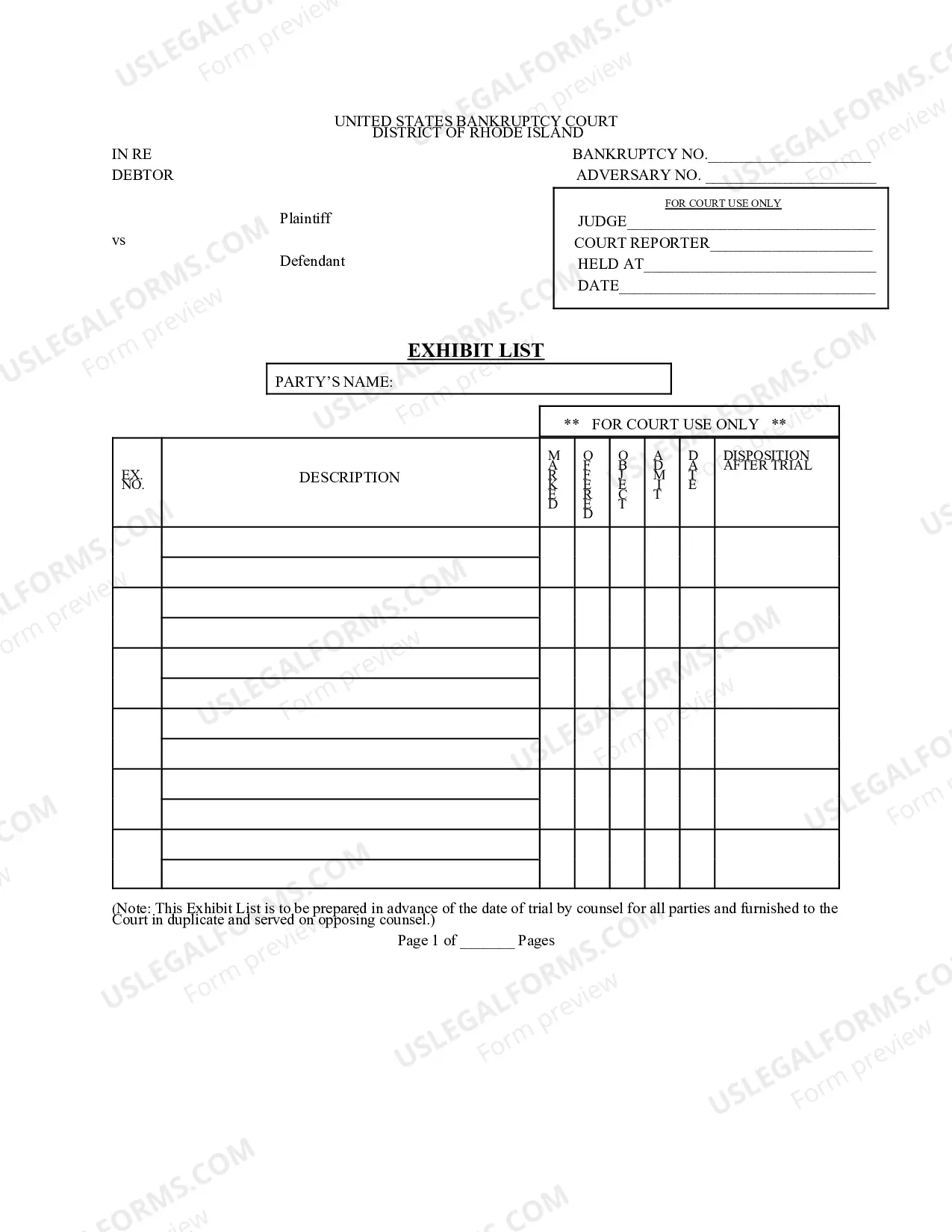 Preview Requirements For Joint Pretrial Order and Exhibit List Regarding 4001-1.2