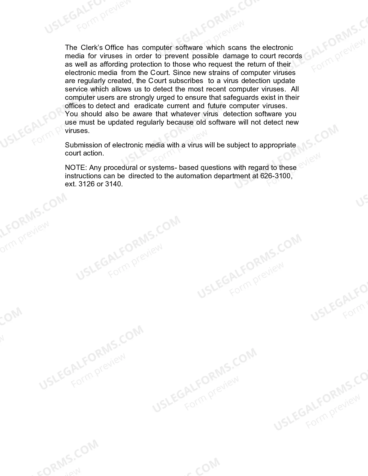 Preview Format for Preparing Creditor List