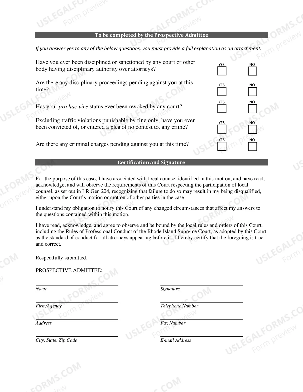 Preview Motion For Admission Pro Hac Vice