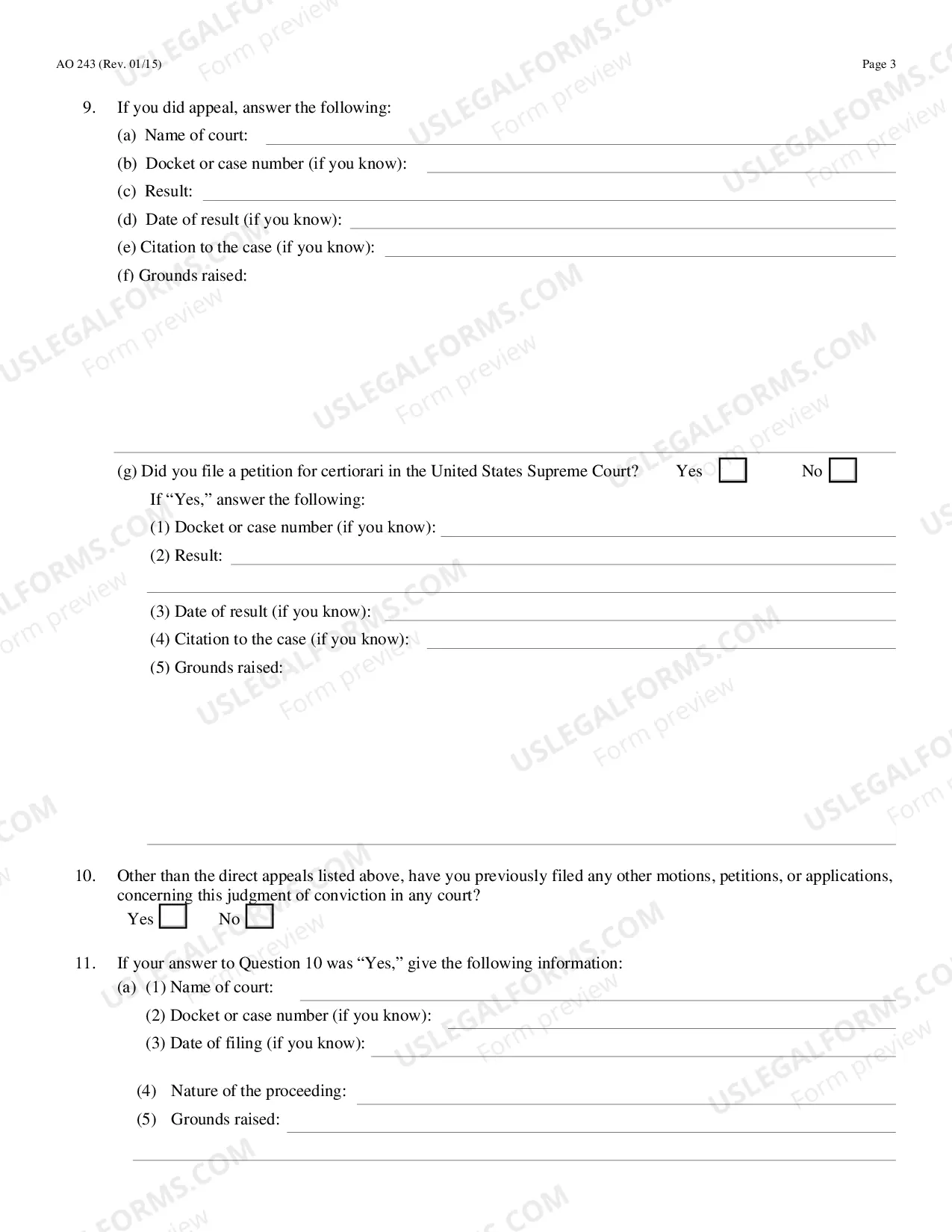 Preview Motion to Vacate, Set Aside, or Correct a Sentence By a Person in Federal Custody - (28 U.S.C. Sec. 2255)