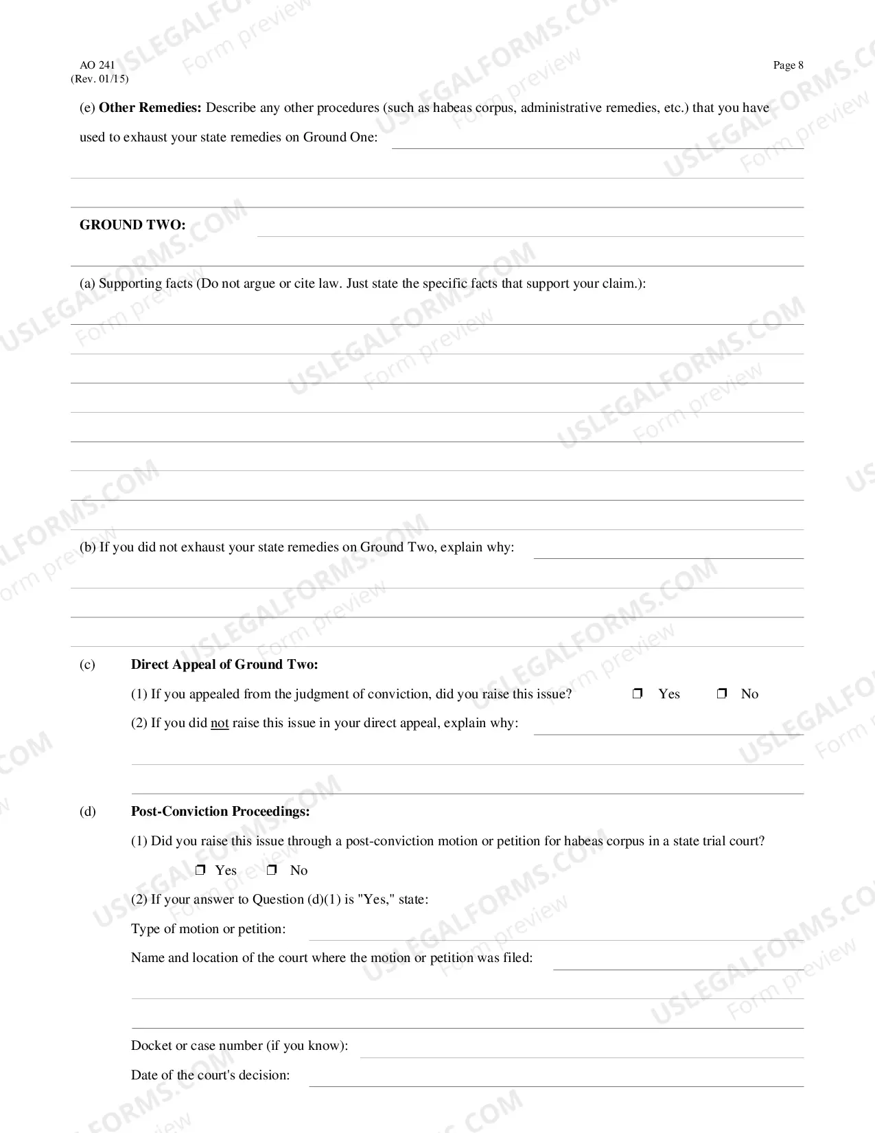 Preview Petition for Relief From a Conviction or Sentence By a Person in State Custody - (28 U.S.C. 2254)