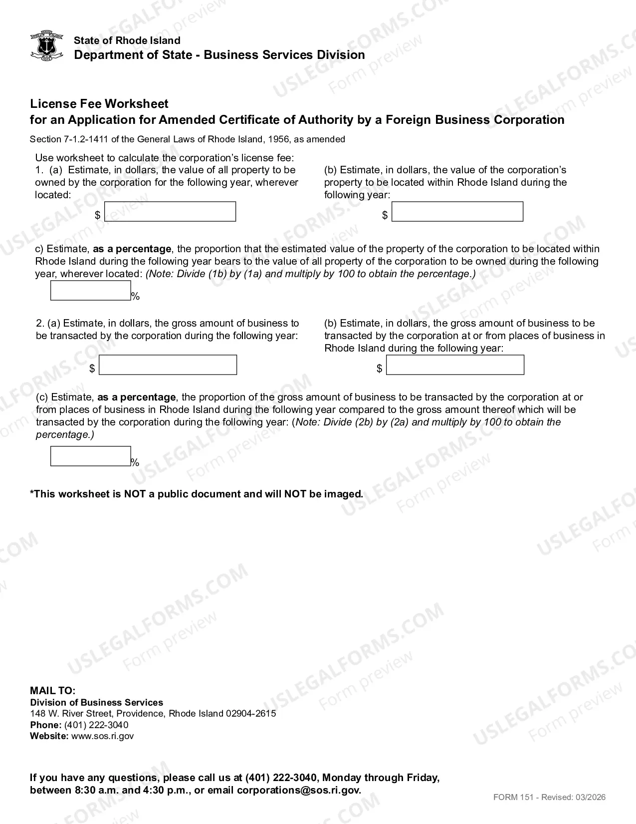 Preview Application For Amended Certificate of Authority (Foreign Corp)
