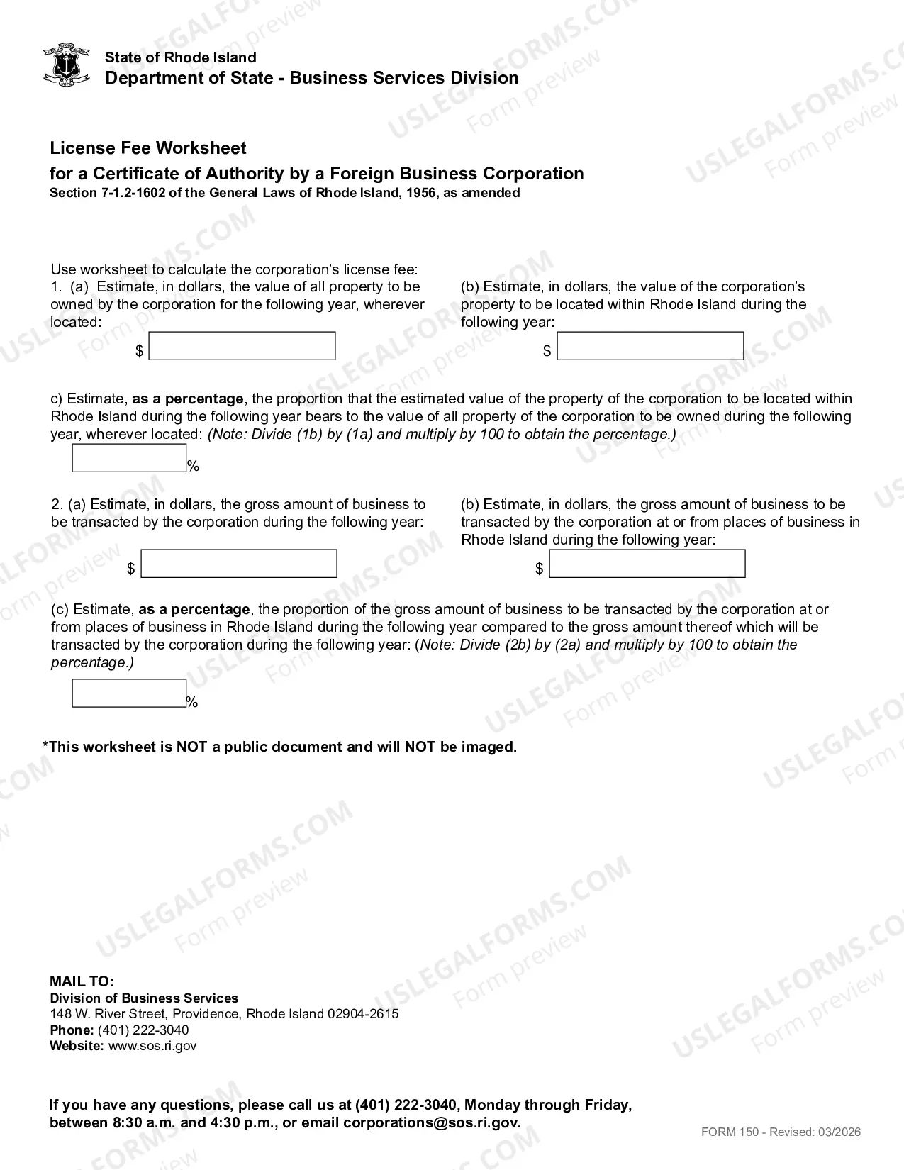 Preview Application For Certificate of Authority (Foreign Corp)