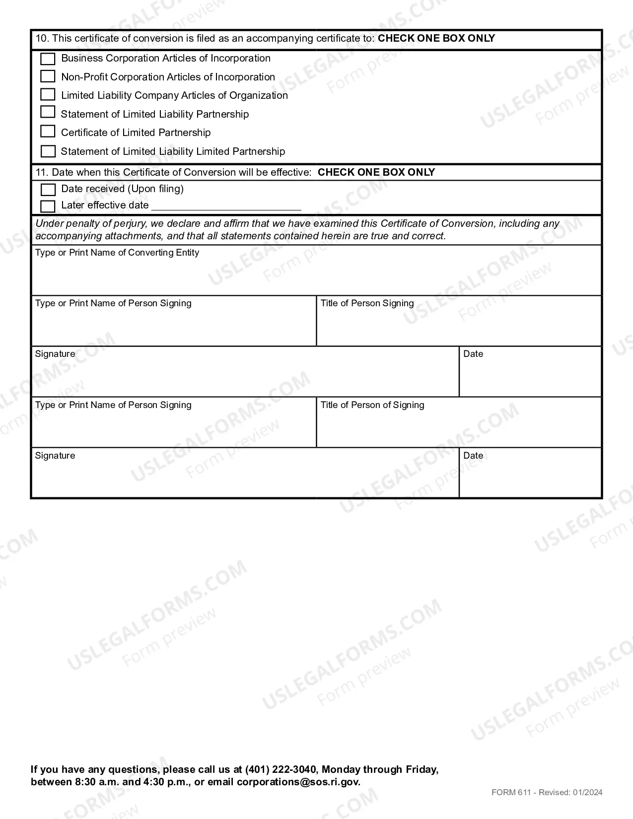 Preview Certificate of Conversion