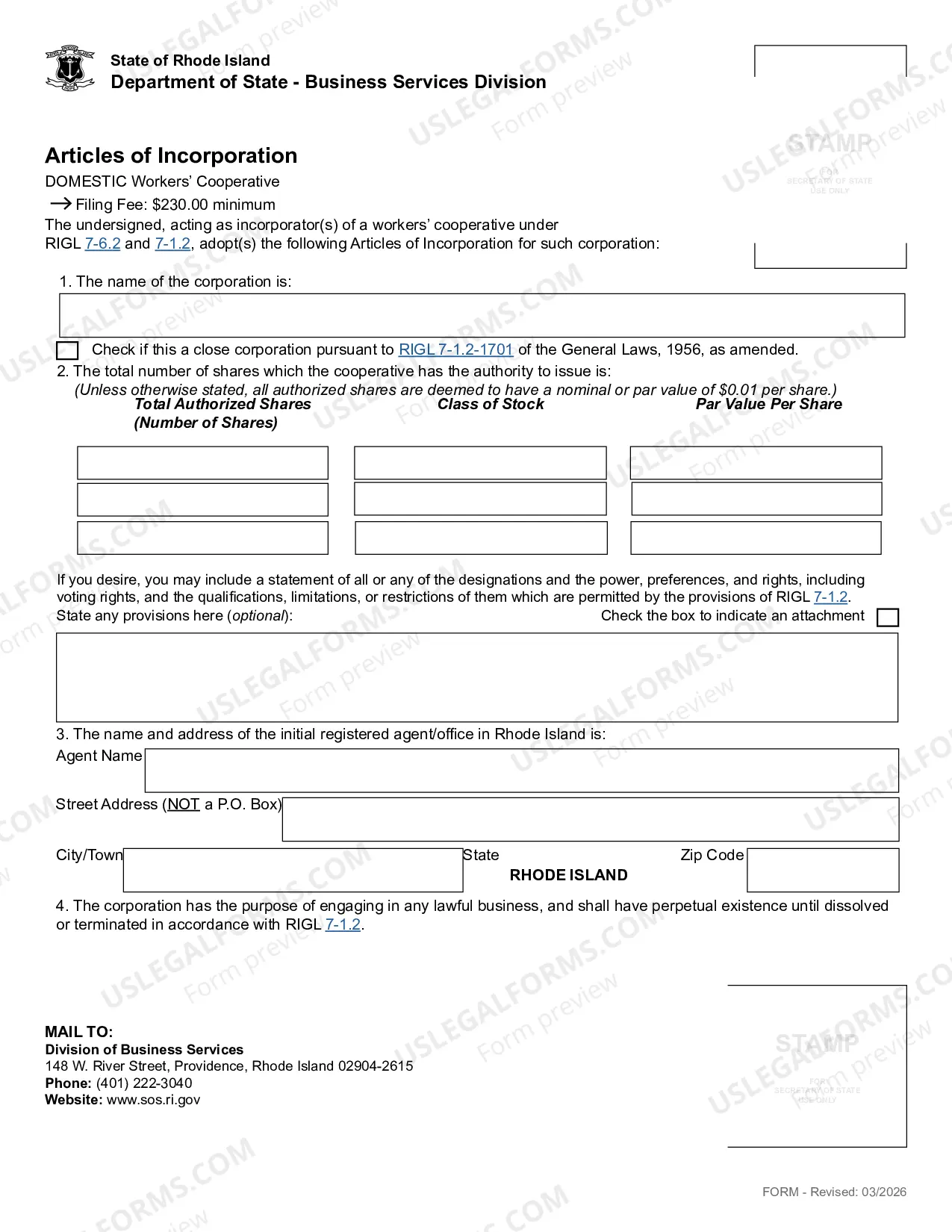 Preview Articles of Incorporation For A Workers Cooperative