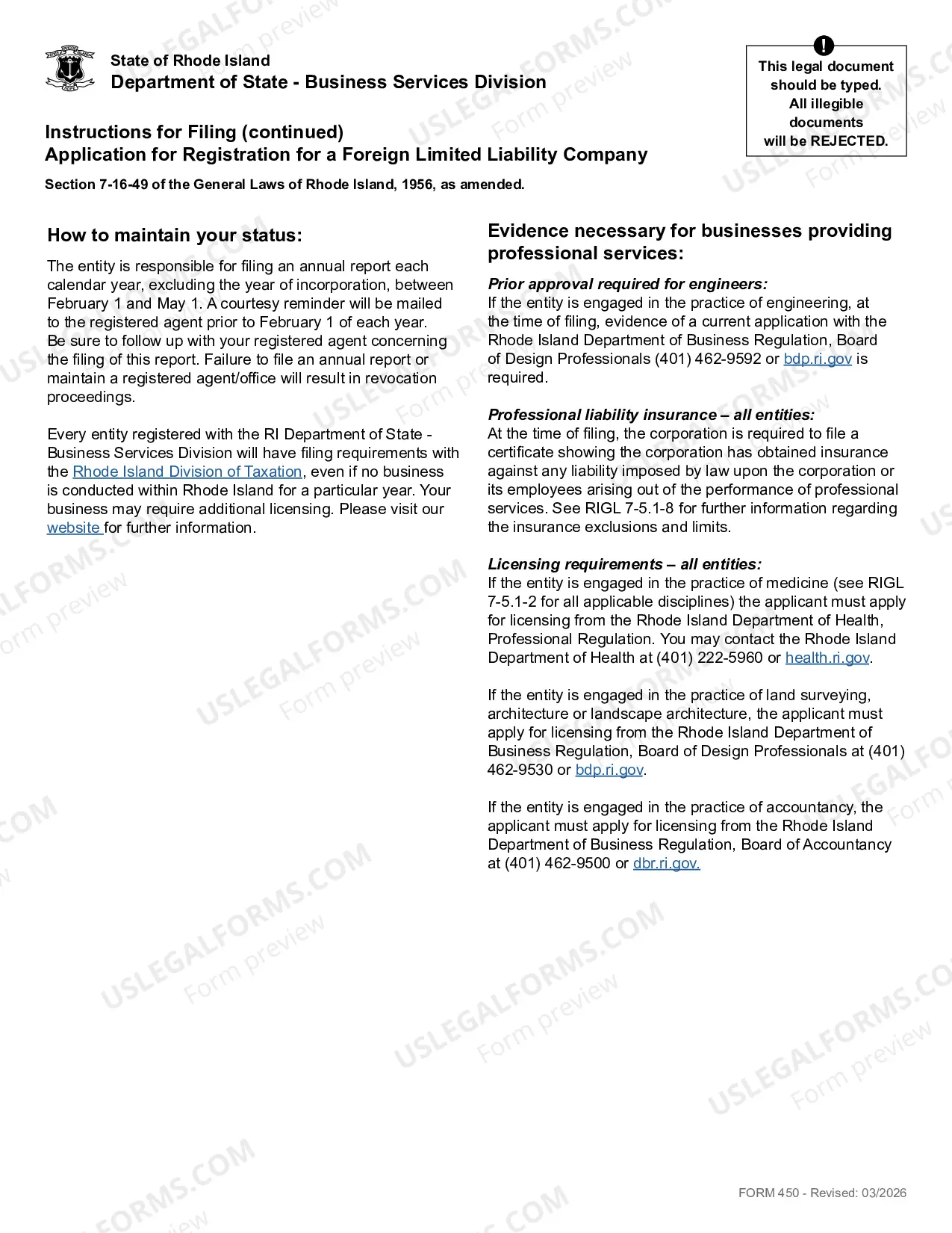 Preview Application For Registration (Foreign LLC)