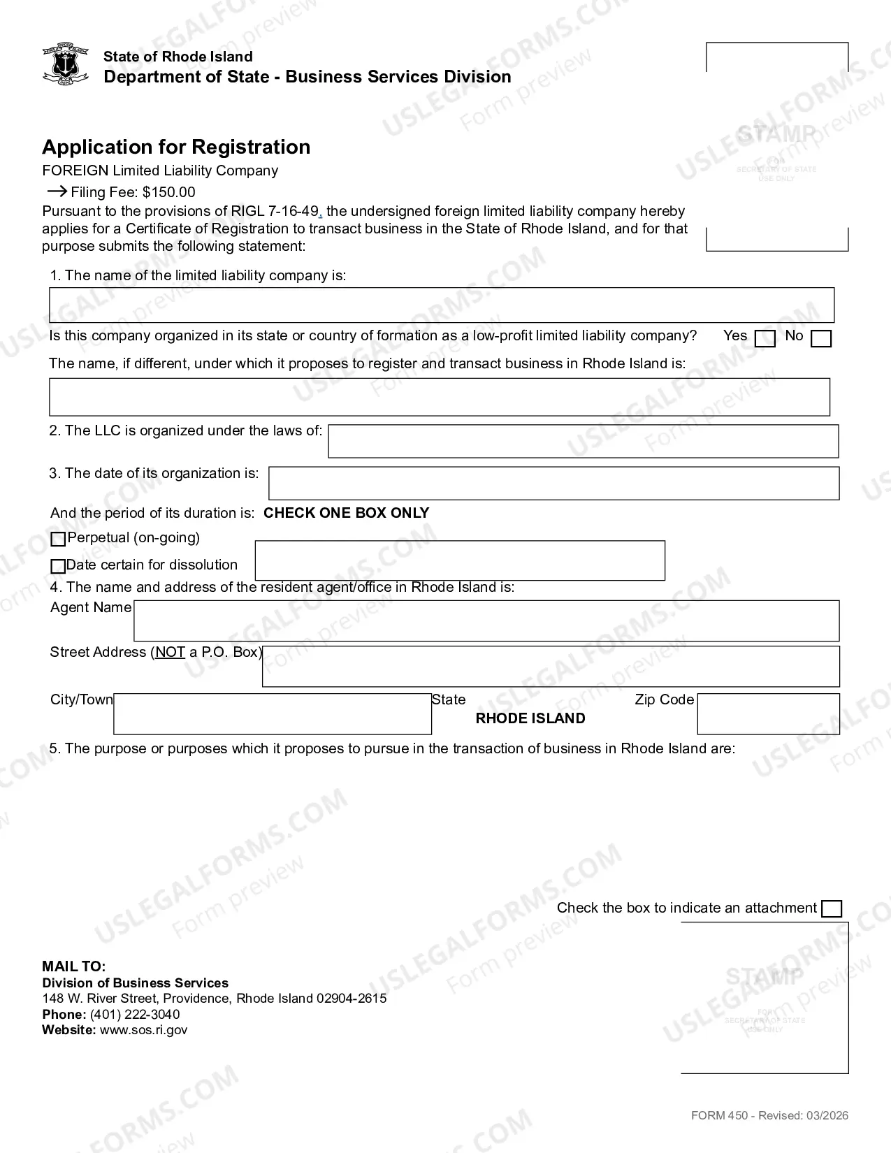 Preview Application For Registration (Foreign LLC)