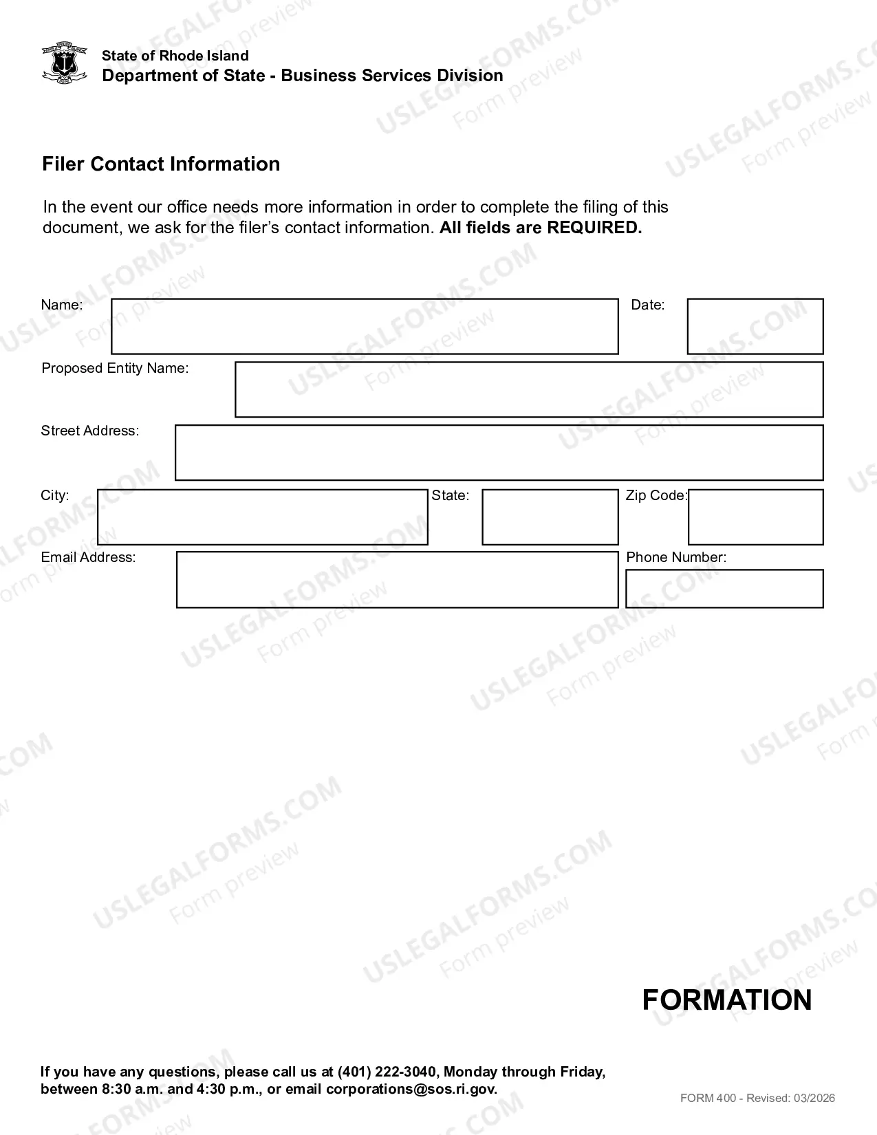 Preview Articles of Organization (Domestic LLC)