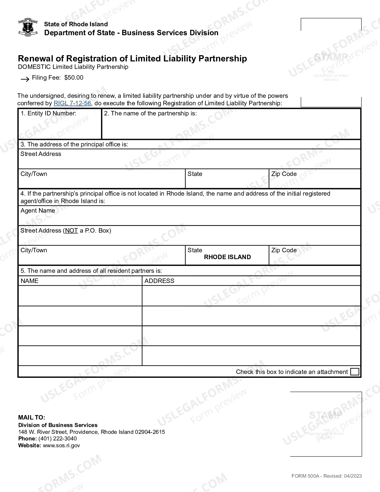 Preview Renewal Application for Registered Limited Liability Partnership