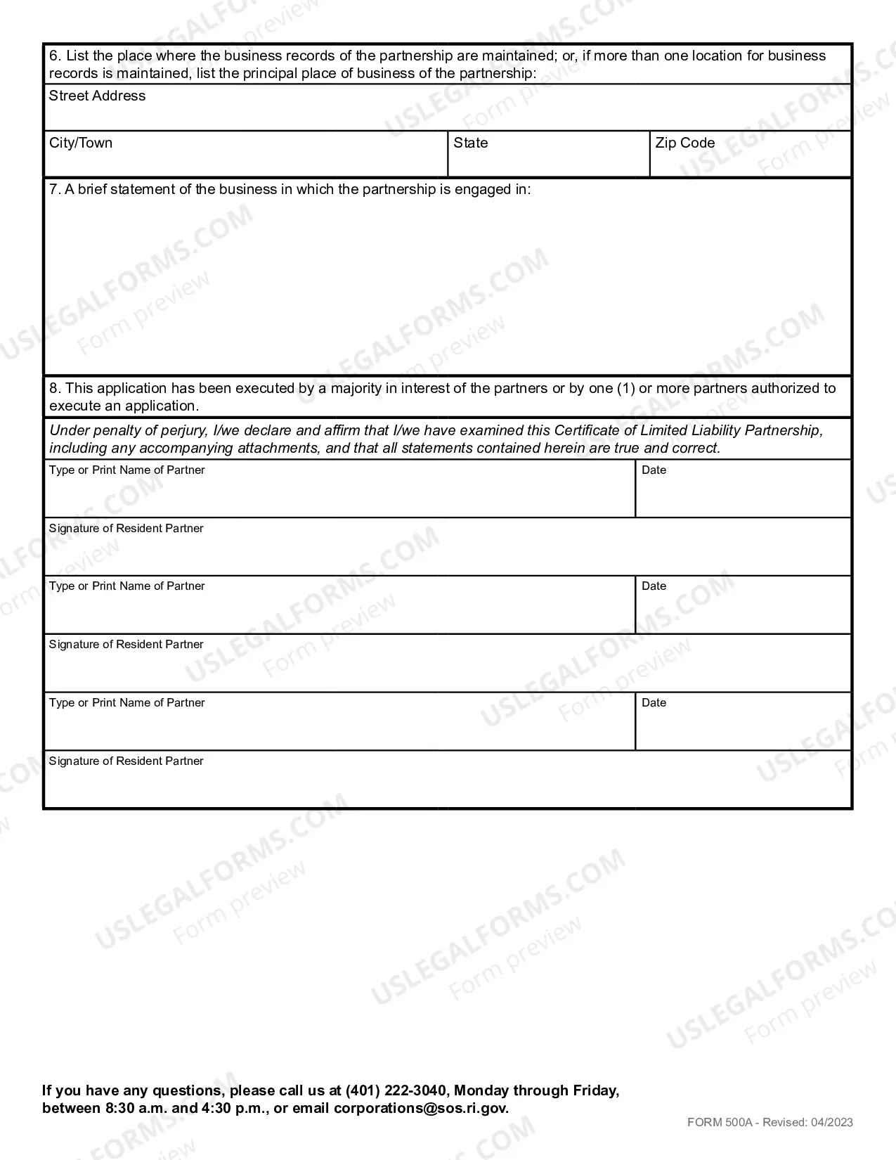 Preview Renewal Application for Registered Limited Liability Partnership