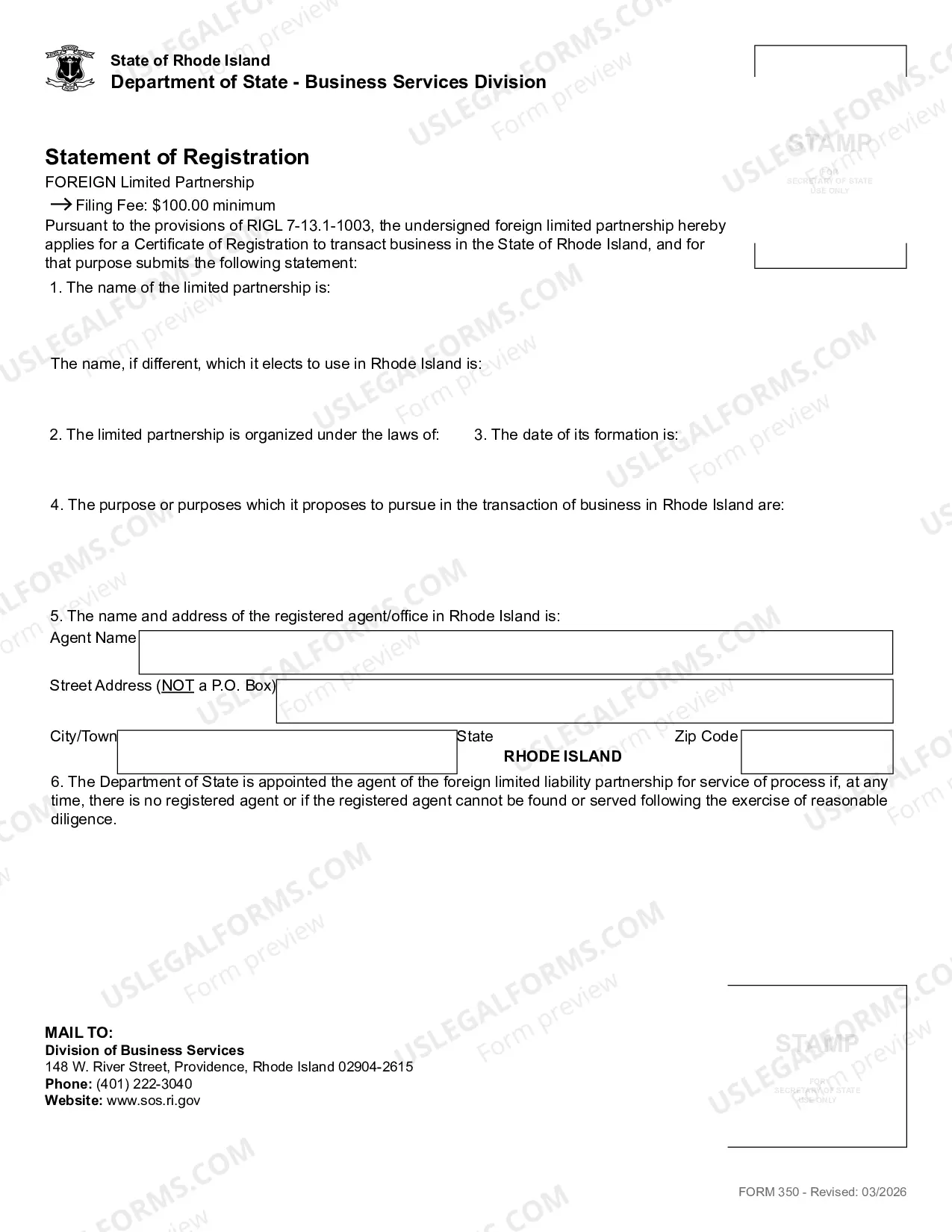 Preview Application For Certificate of Registration (Foreign LP)