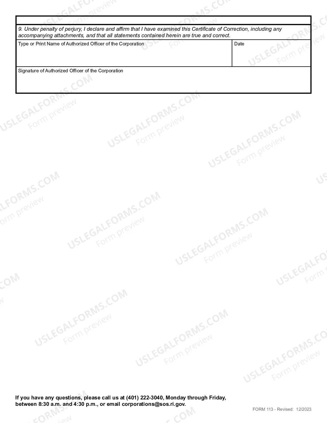 Preview Certificate of Correction To Application For Registration (Foreign LP)