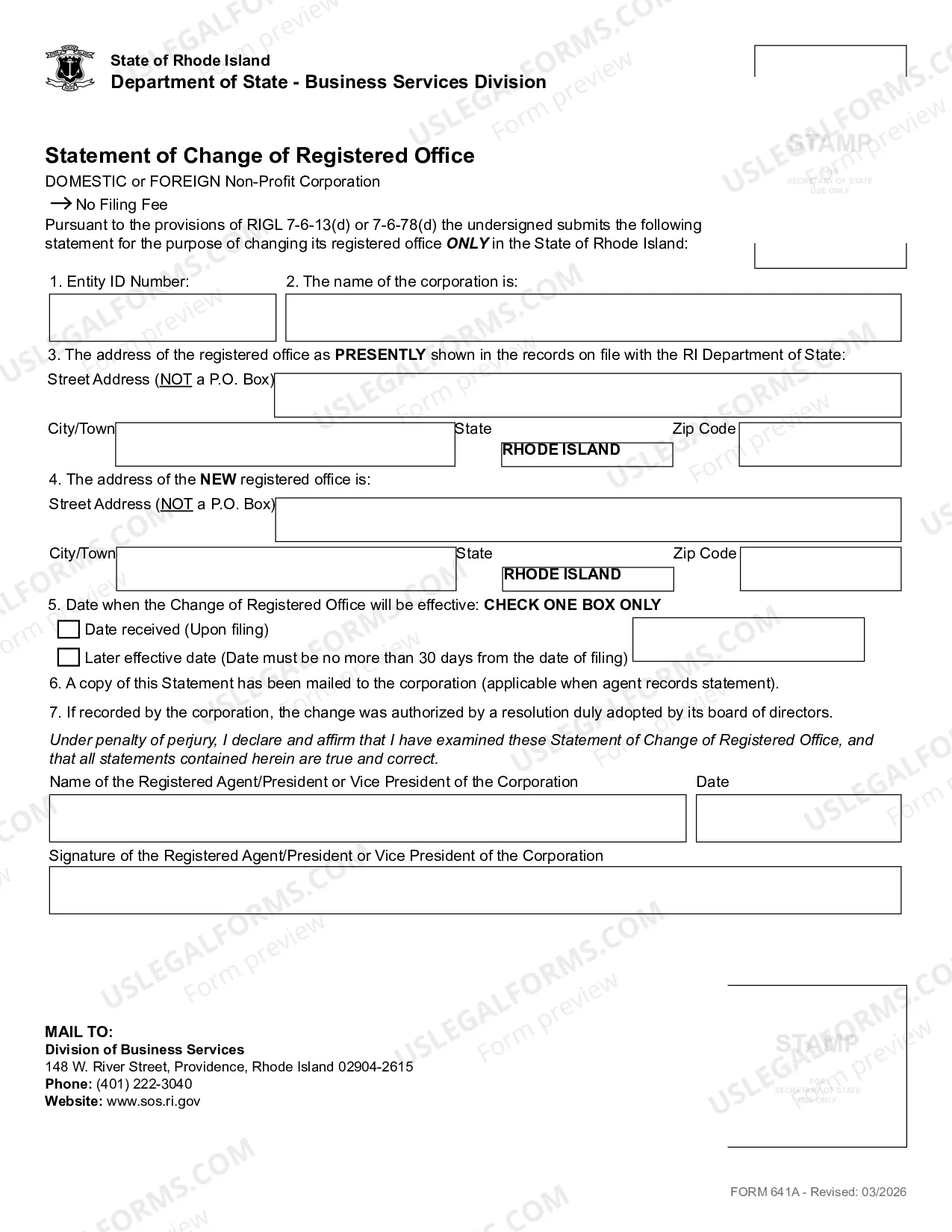 Preview Change of Registered Office