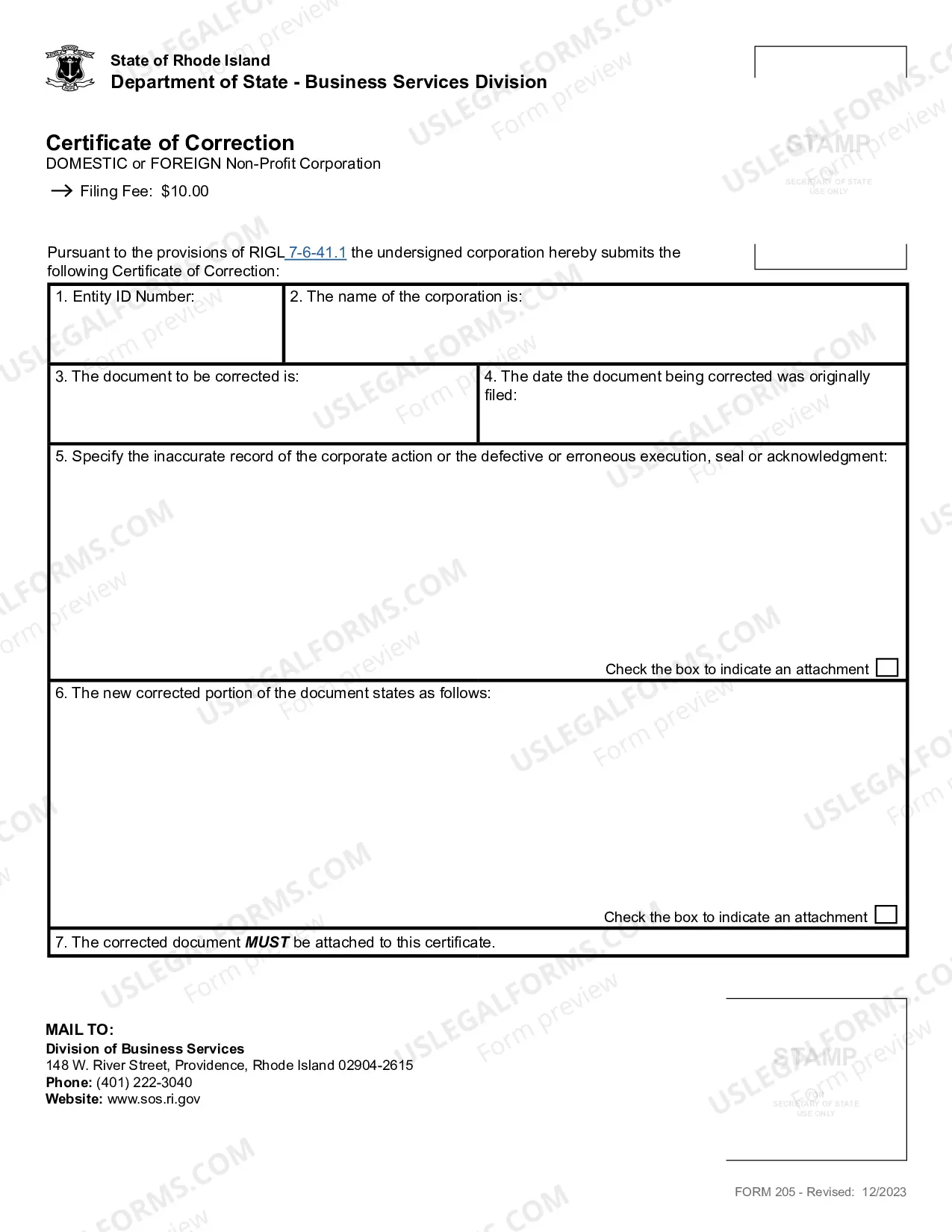 Preview Certificate of Correction