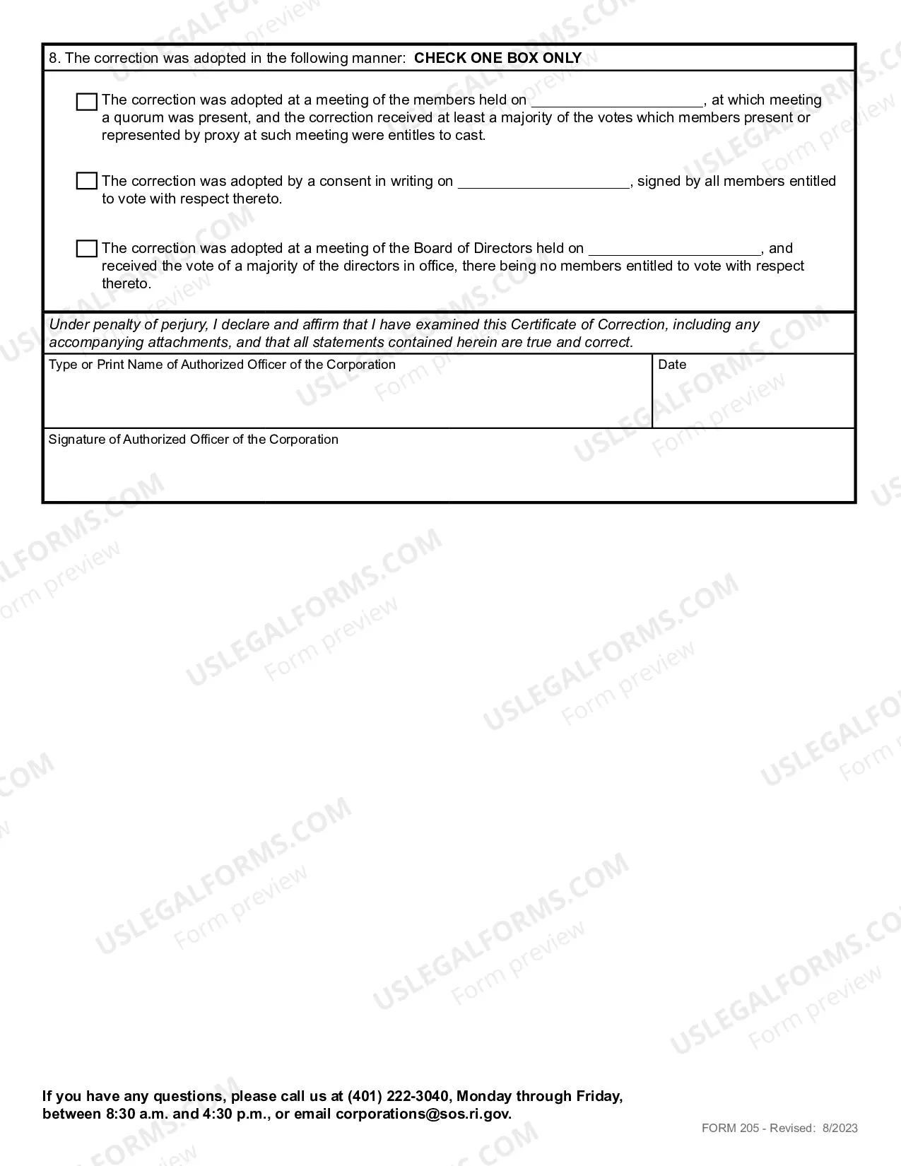 Preview Certificate of Correction