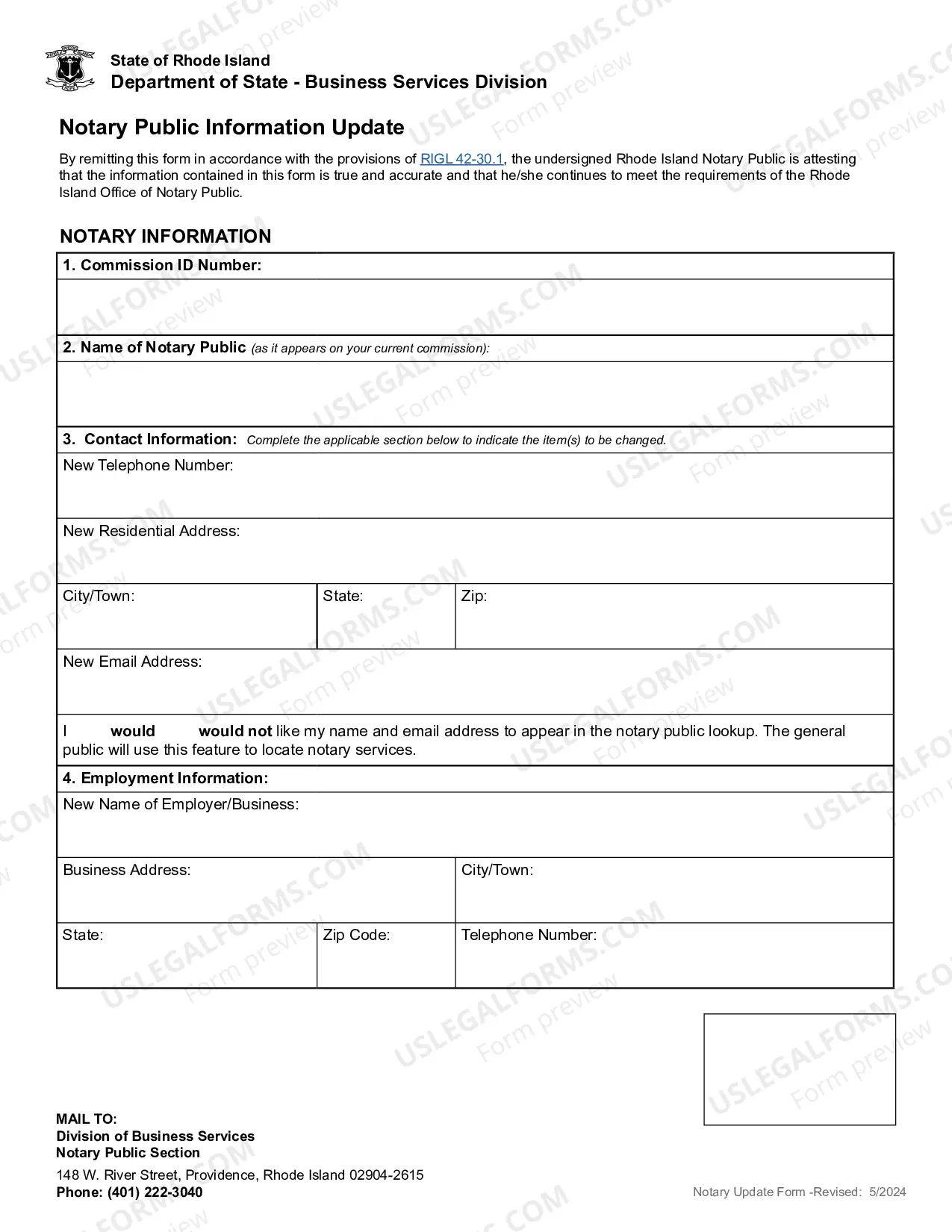 Preview Notary Public Change of Name Form