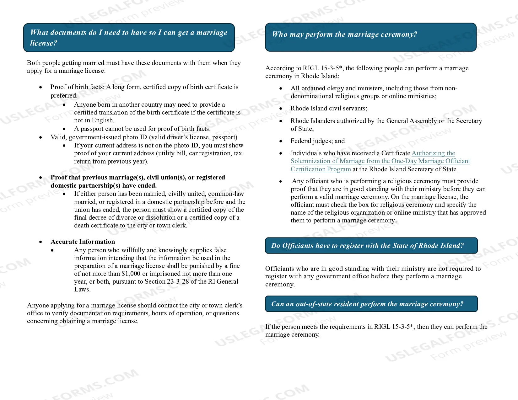 Preview General Marriage Requirements Rhode Island