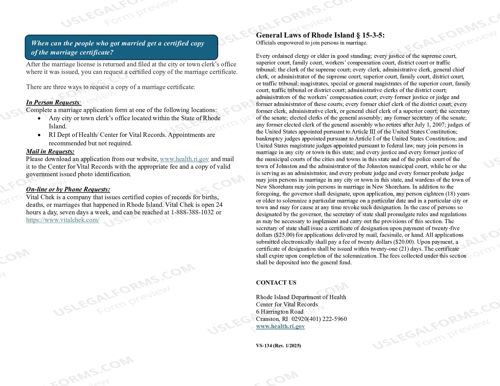 Preview General Marriage Requirements Rhode Island