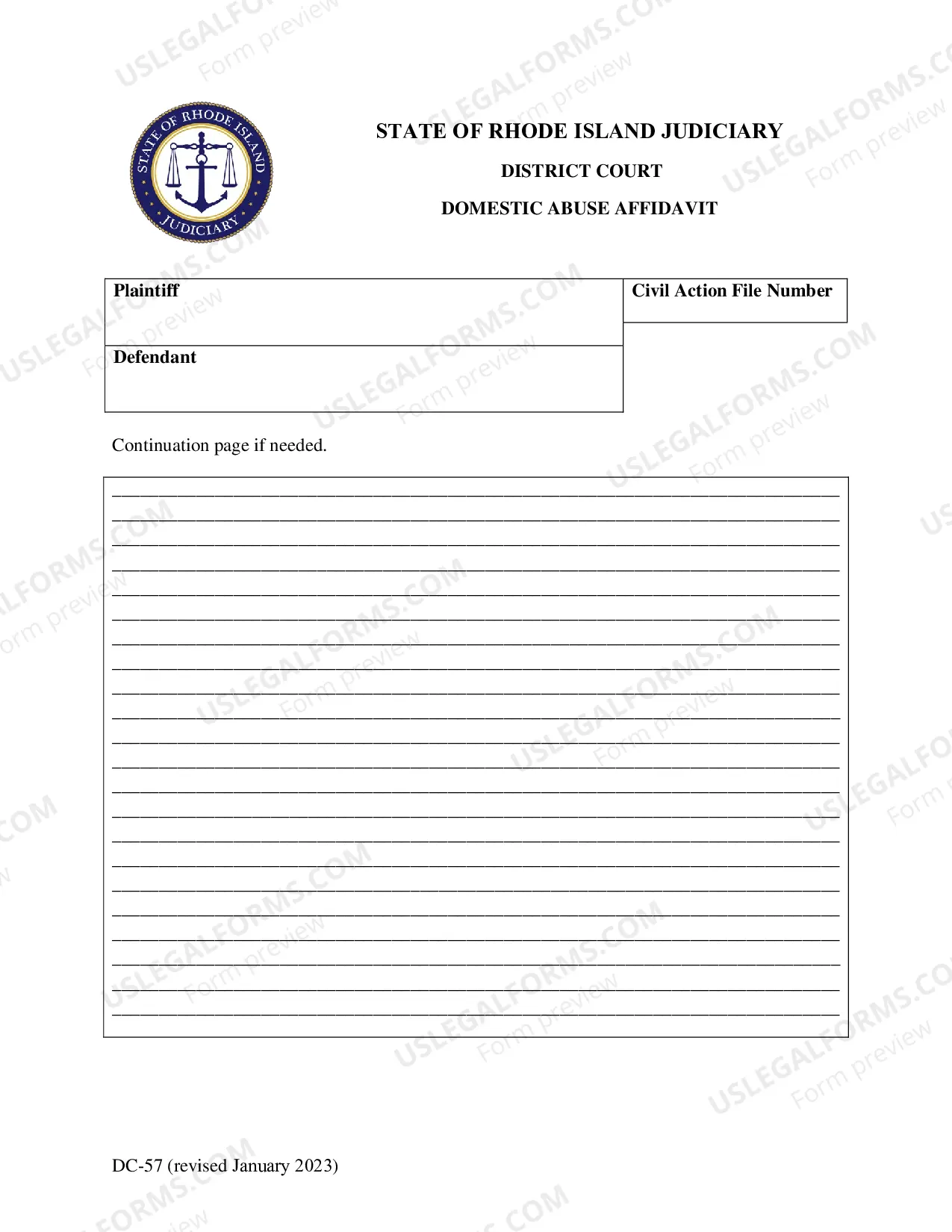 Preview Domestic Abuse Affidavit