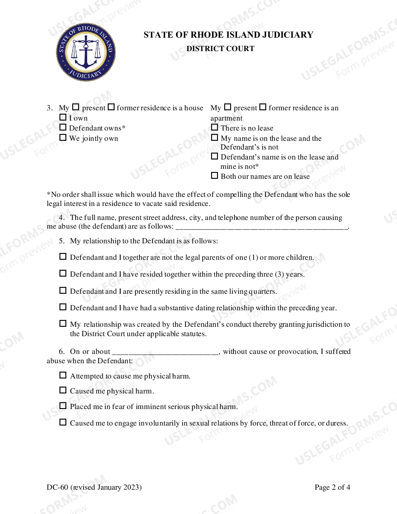 Preview Domestic Abuse Complaint