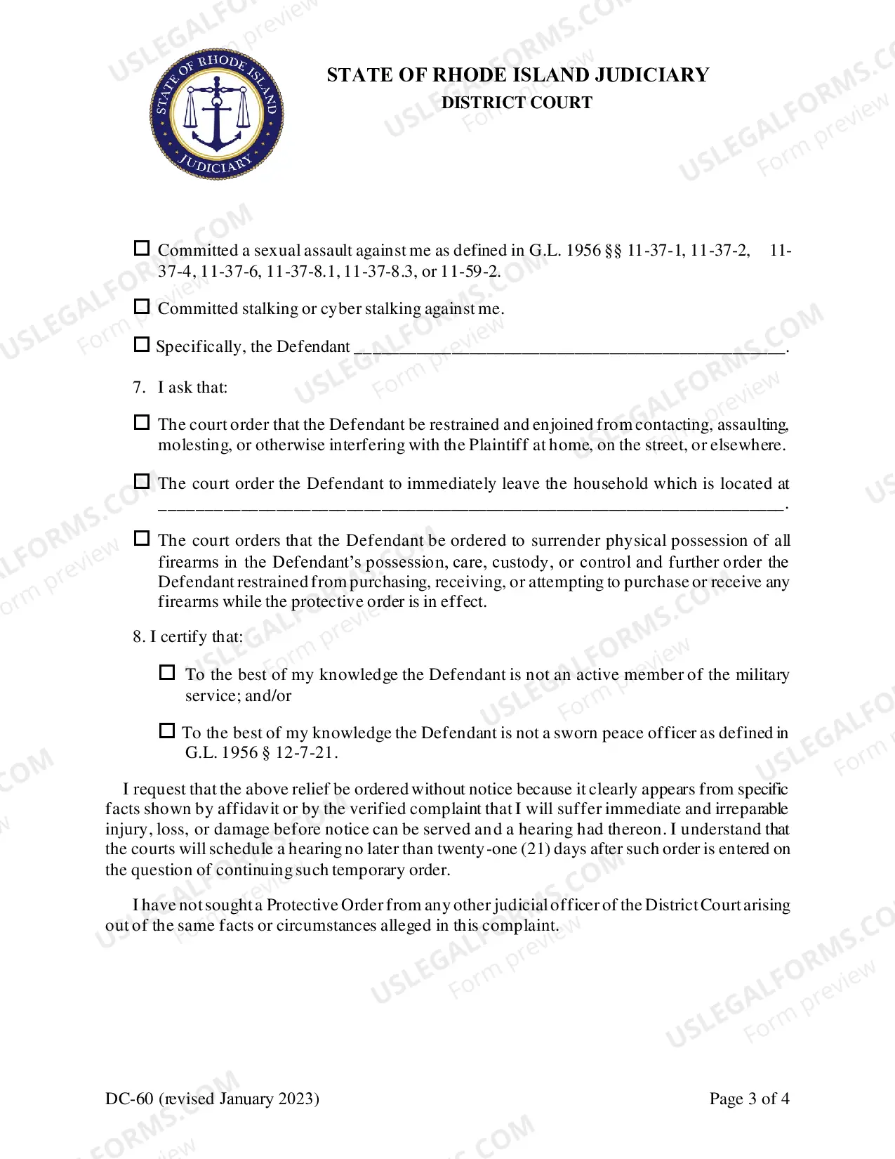 Preview Domestic Abuse Complaint