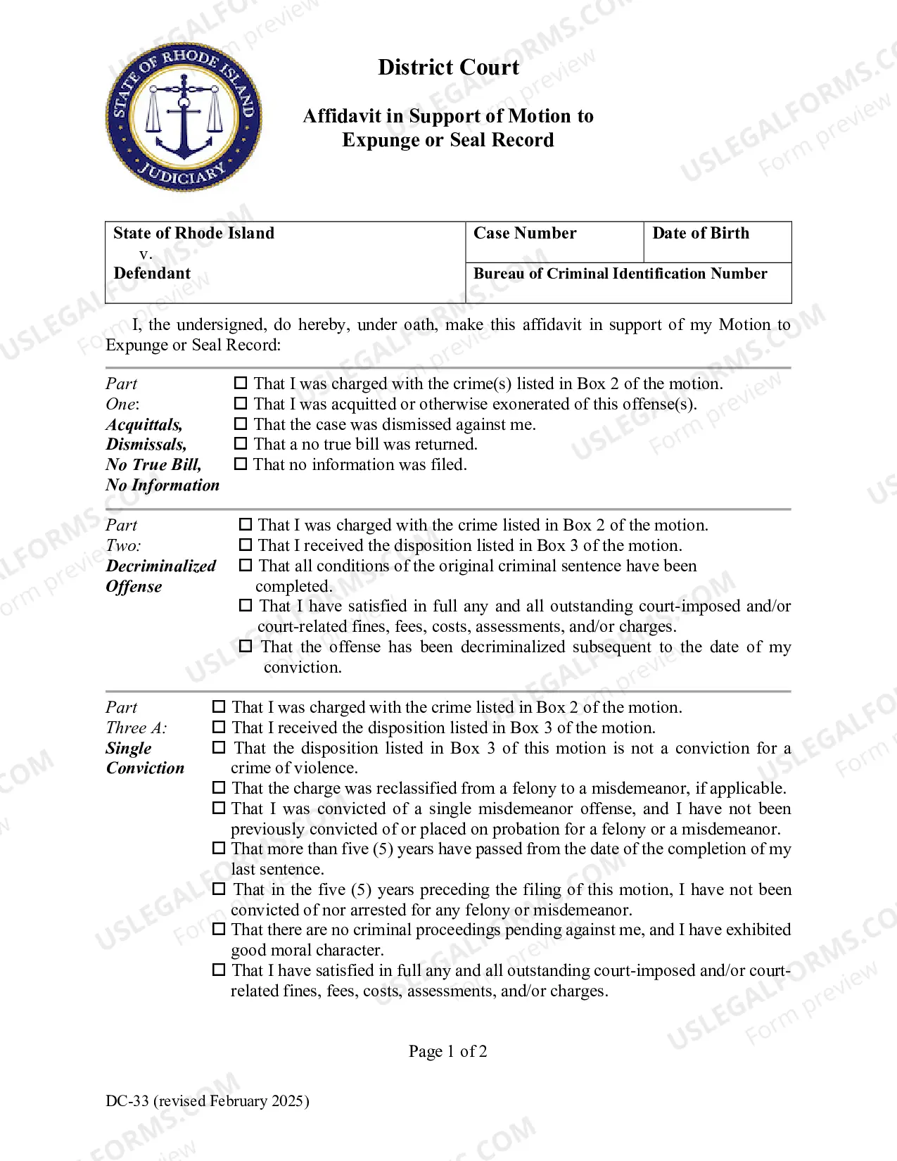 Preview Motion To Expunge Or Seal Record
