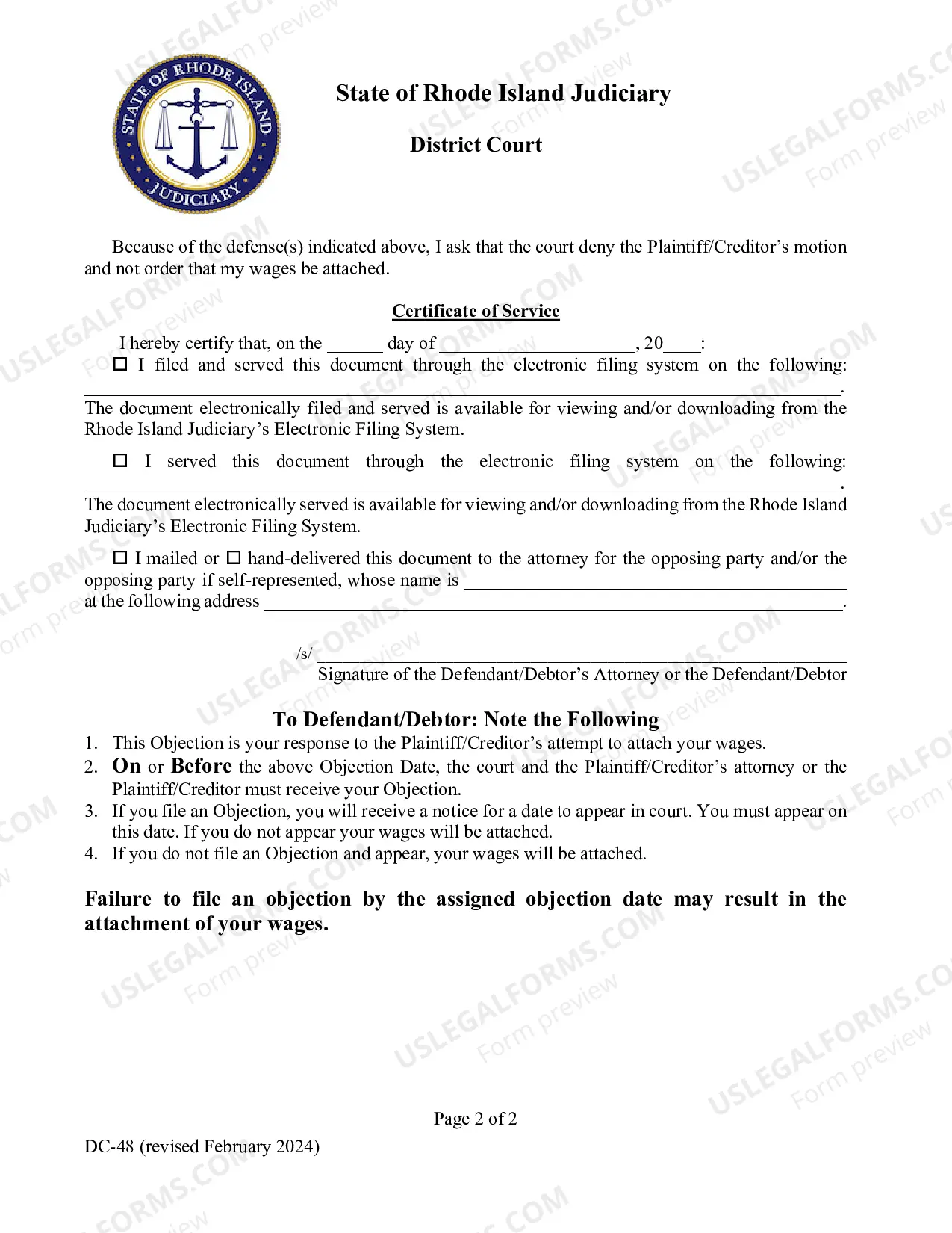 Preview Notice and Motion To Attach Wages