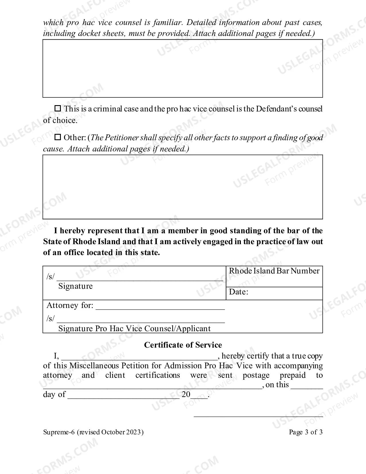 Preview Pro Hac Vice - Miscellaneous Petition for Admission Pro Hac Vice