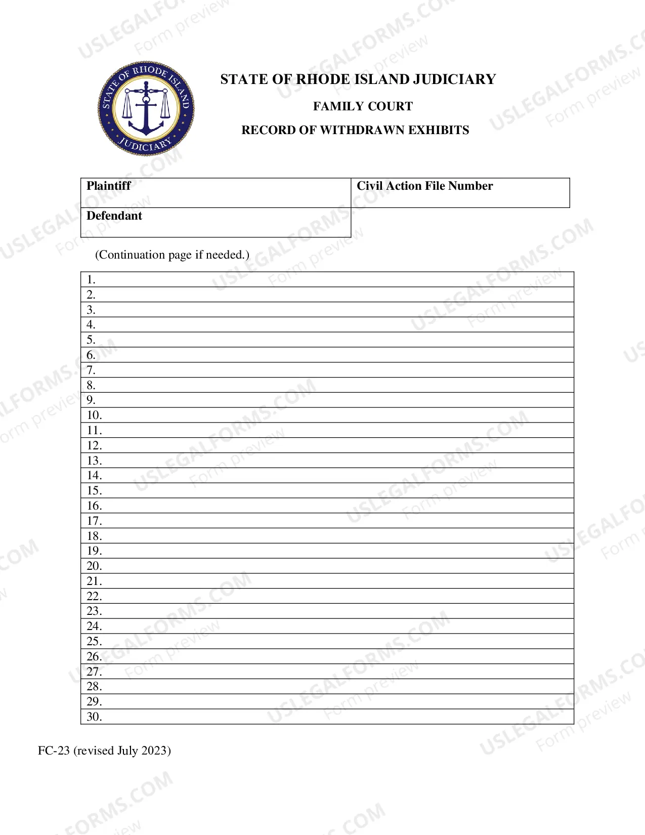 Preview Record of Withdrawn Exhibits