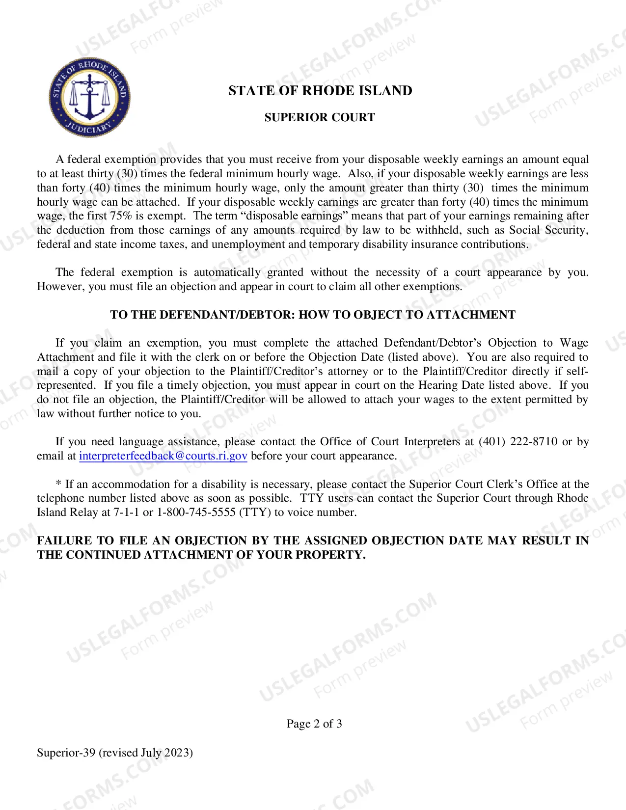 Preview Notice and Motion to Attach Wages
