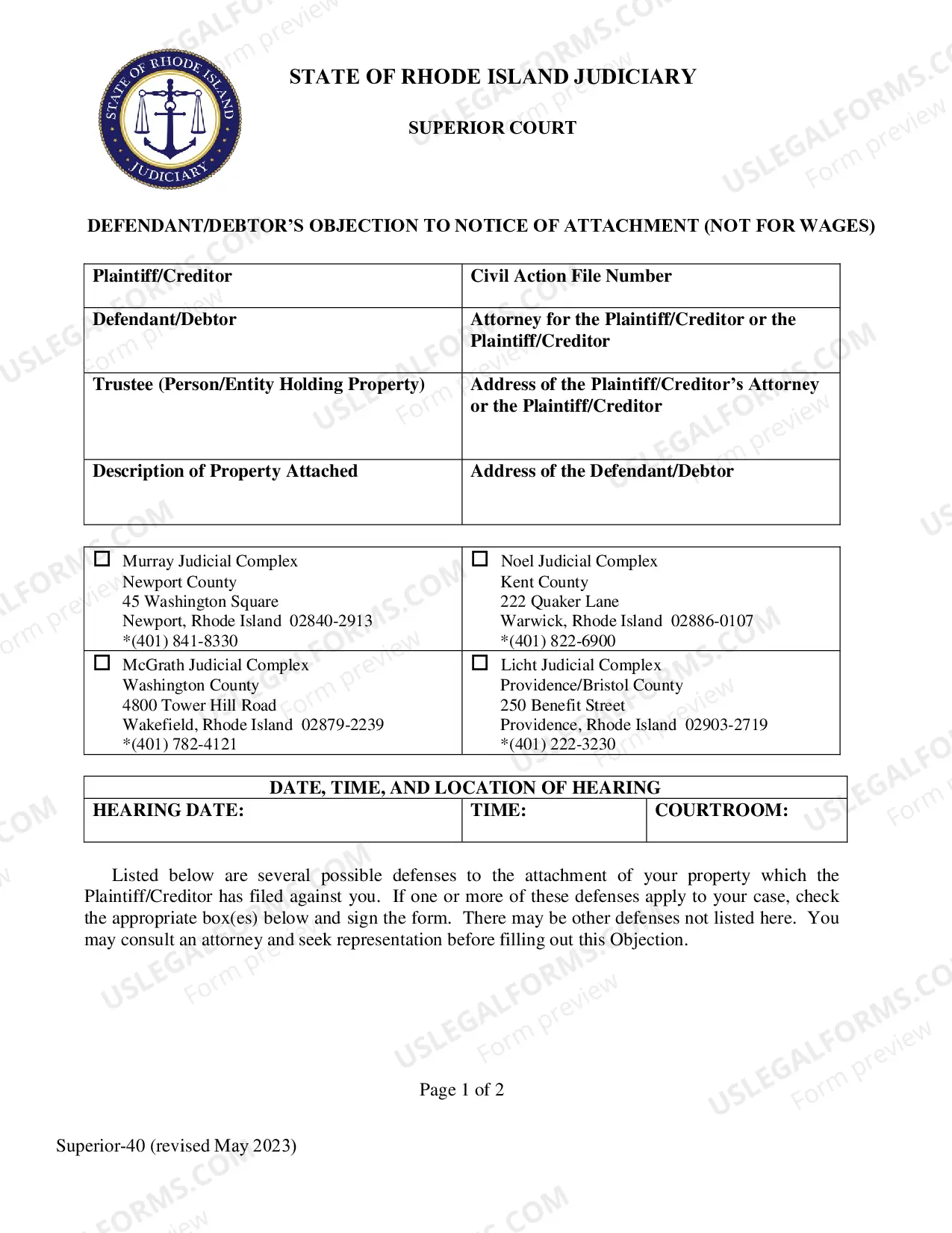 Preview Notice of Attachment (Not For Wages)