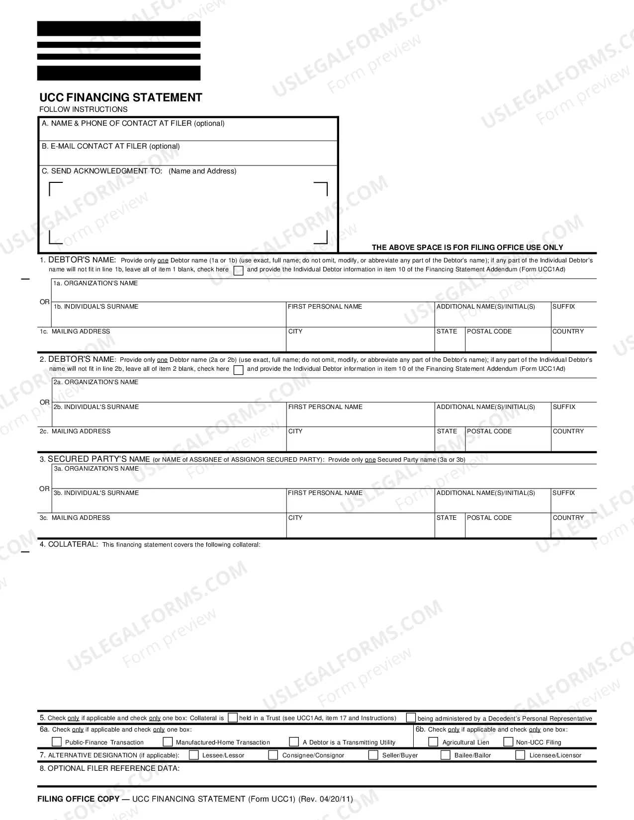 Preview Rhode Island UCC1 Financing Statement