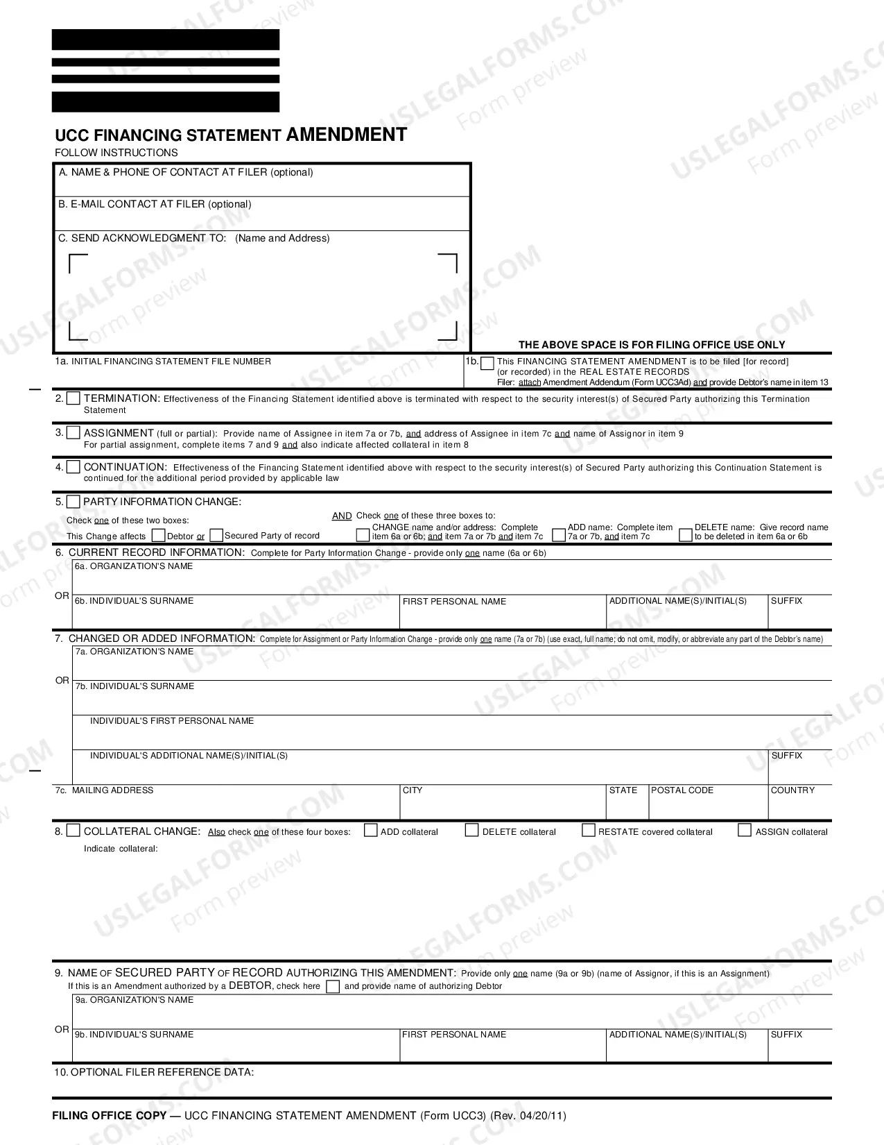 Preview Rhode Island UCC3 Financing Statement Amendment