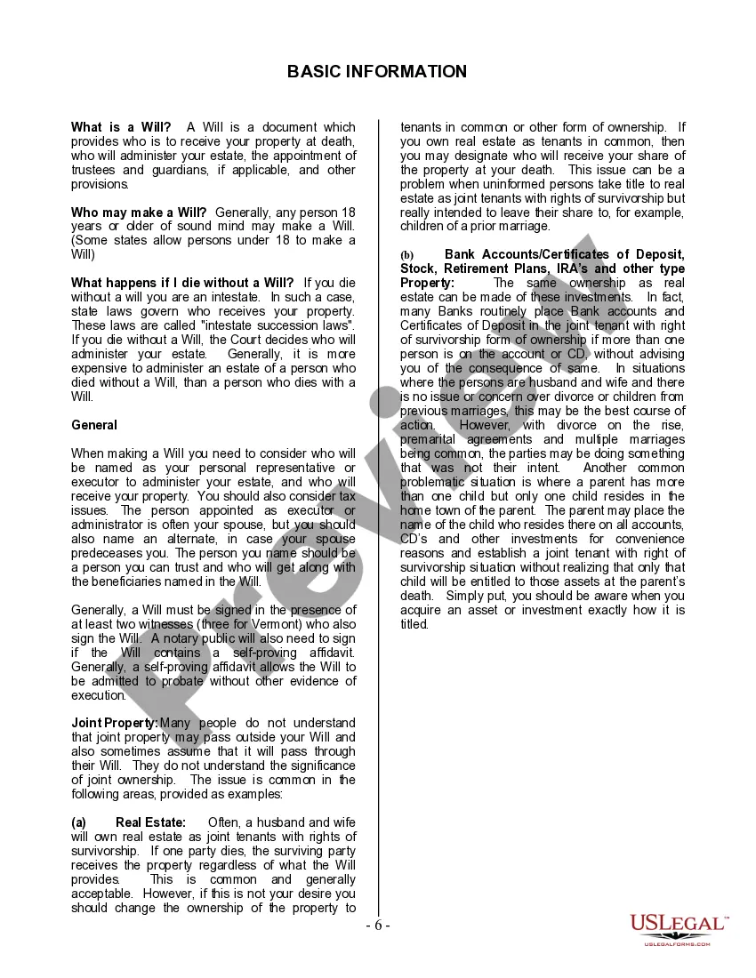 Preview Last Will and Testament for Married person with Adult Children from Prior Marriage