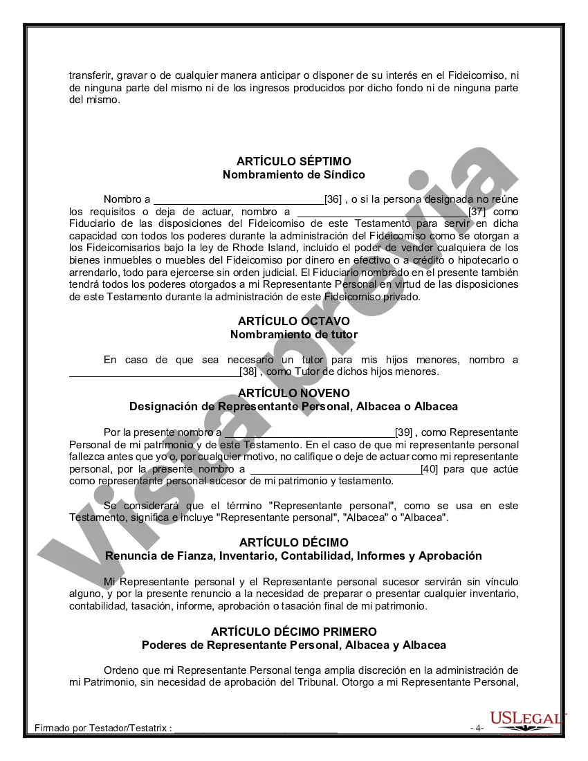 Preview Formulario de última voluntad y testamento legal para personas divorciadas que no se han vuelto a casar con hijos adultos y menores