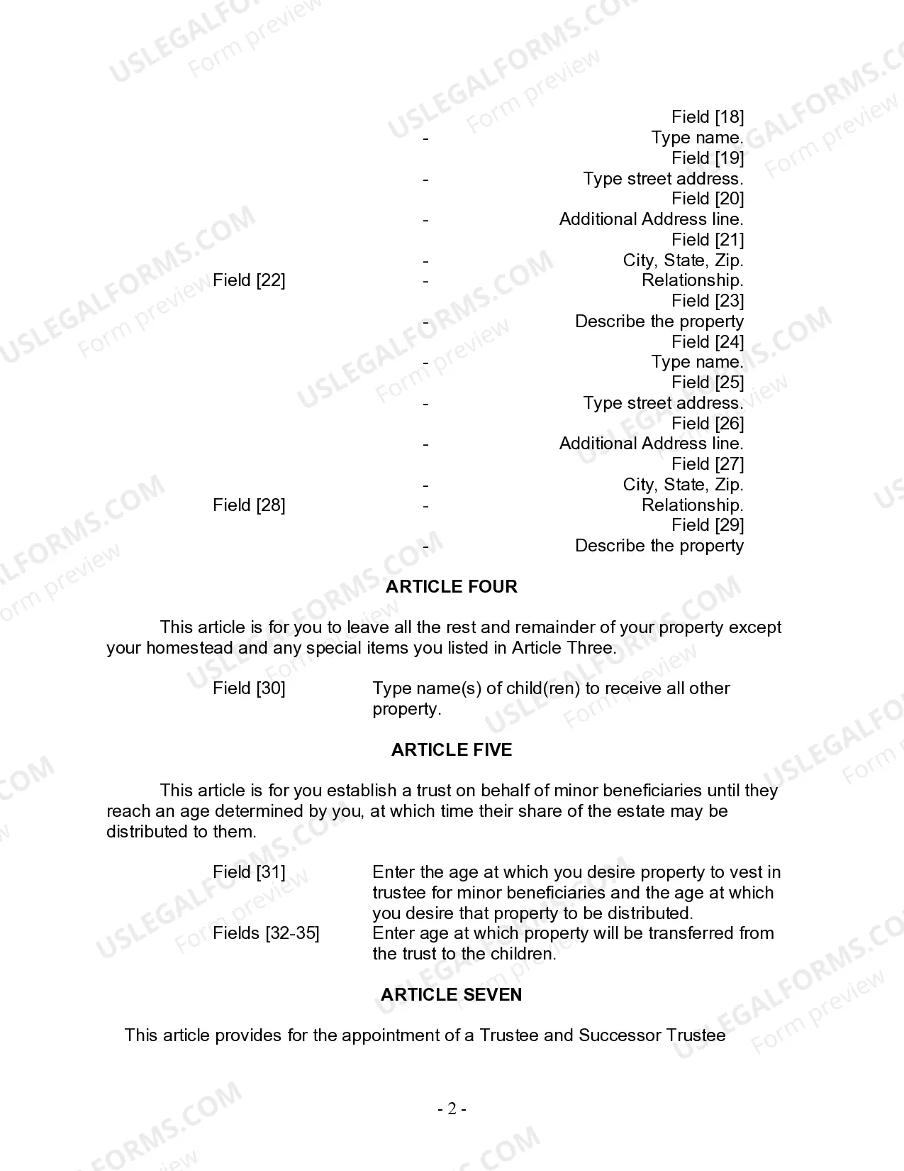 Preview Last Will and Testament for Divorced Person Not Remarried with Adult and Minor Children