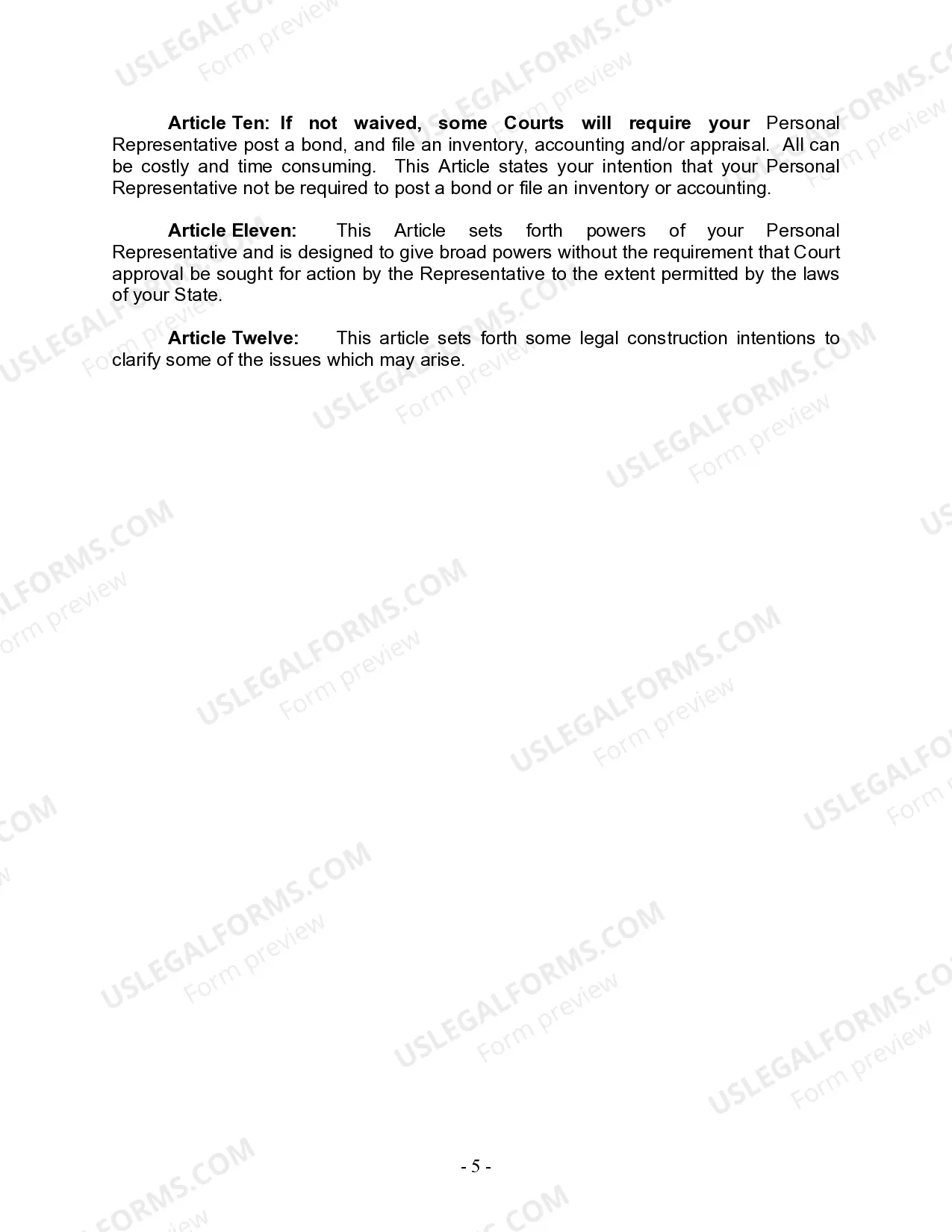 Preview Last Will and Testament for Divorced Person Not Remarried with Adult and Minor Children