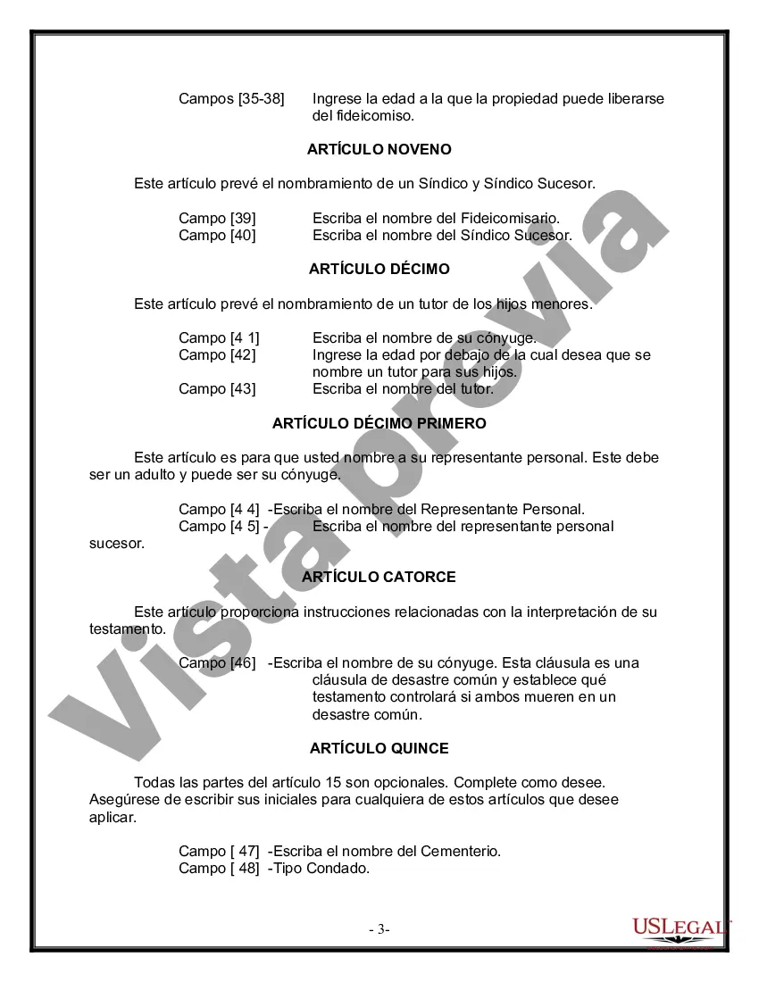 Preview Paquete de Voluntades Mutuas con Últimas Voluntades y Testamentos para Pareja Casada con Hijos Menores